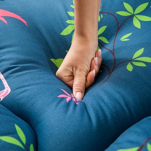 Miniatura 64 de MAXYOYO El mármol negro imprimió el futón japonés, la almohadilla de dormir espesa enrolla el colchón que acampa Mármol negro,Flor 1,floral azul