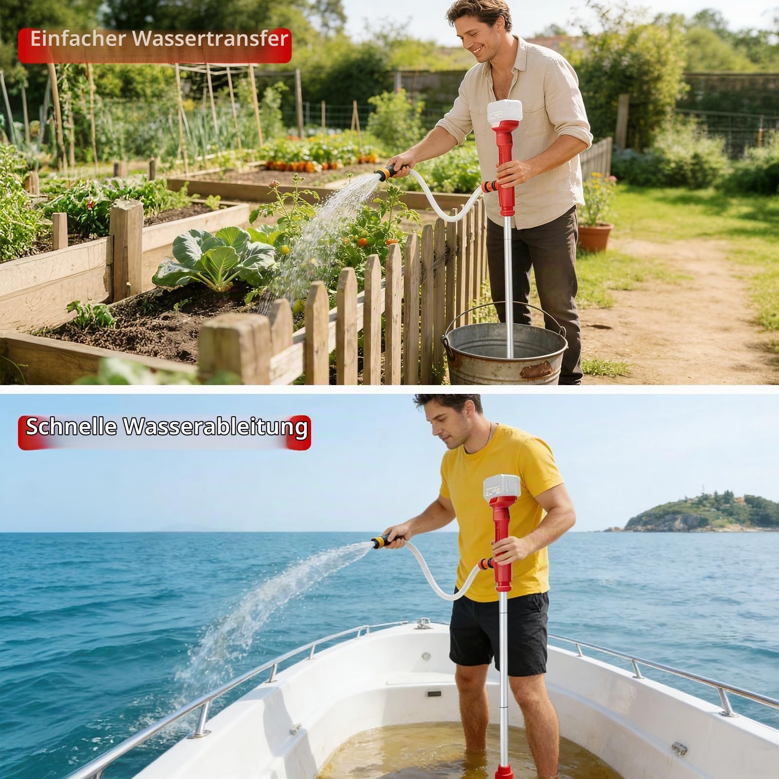Akku Regenfasspumpe Kompatibel mit Makita 18V Akku (Ohne Akku) | Akku Regenfasspumpe Wasserpumpe, Tragbare Sumpfpumpe, Fördermenge 35 L/h, 5M Förderhöhe, Für Pool/Garten/Teich/Wohnmobil/Boot