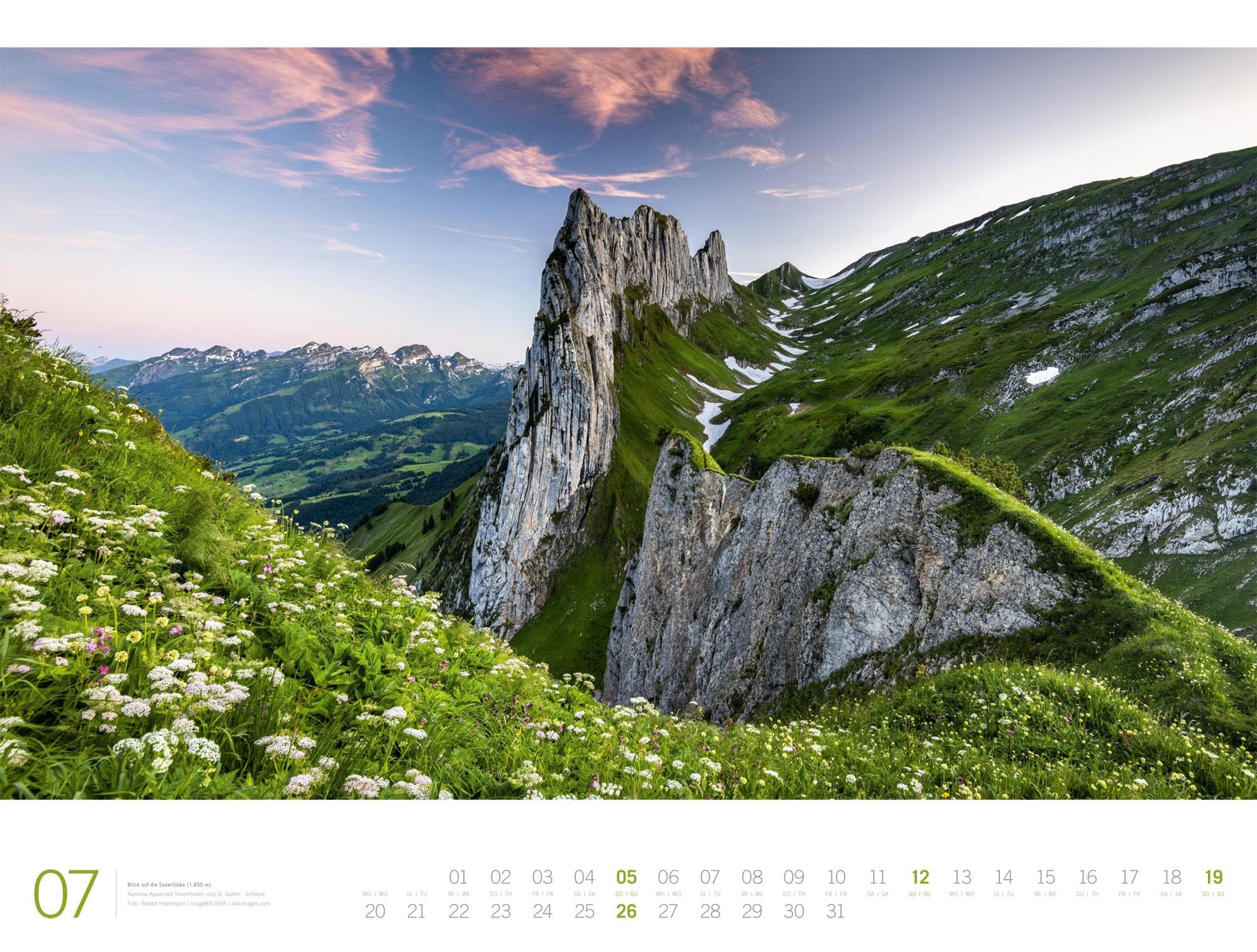 Alpen Gallery Kalender 2026 | Bildstarker Berge-Kalender im großen Querformat (66x50 cm) | Berge und Natur im Großformat