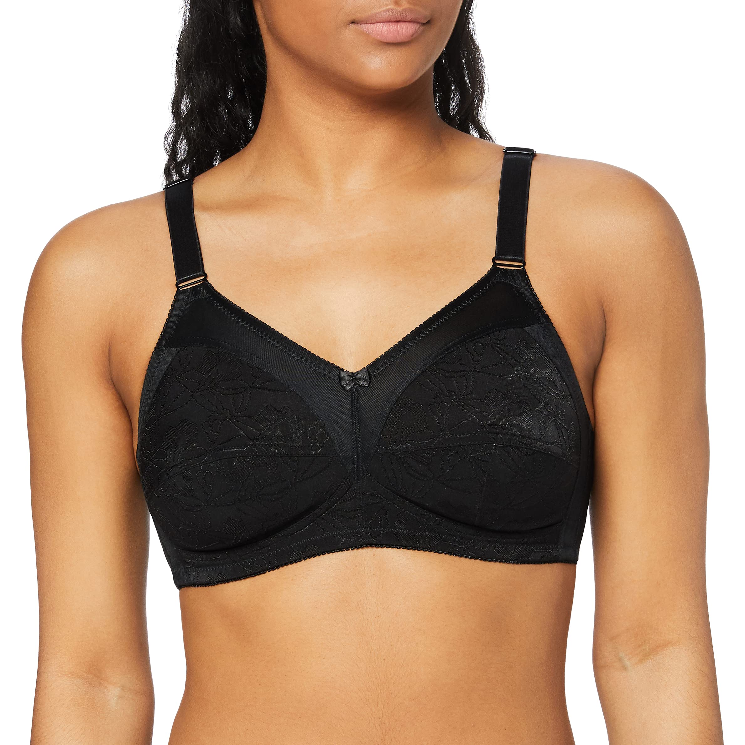 Sassa Women's Soft-bh Jacquard Plain Full Cup Everyday Bra, Black (Schwarz 00500), 40C (Manufacturer size:90C)
