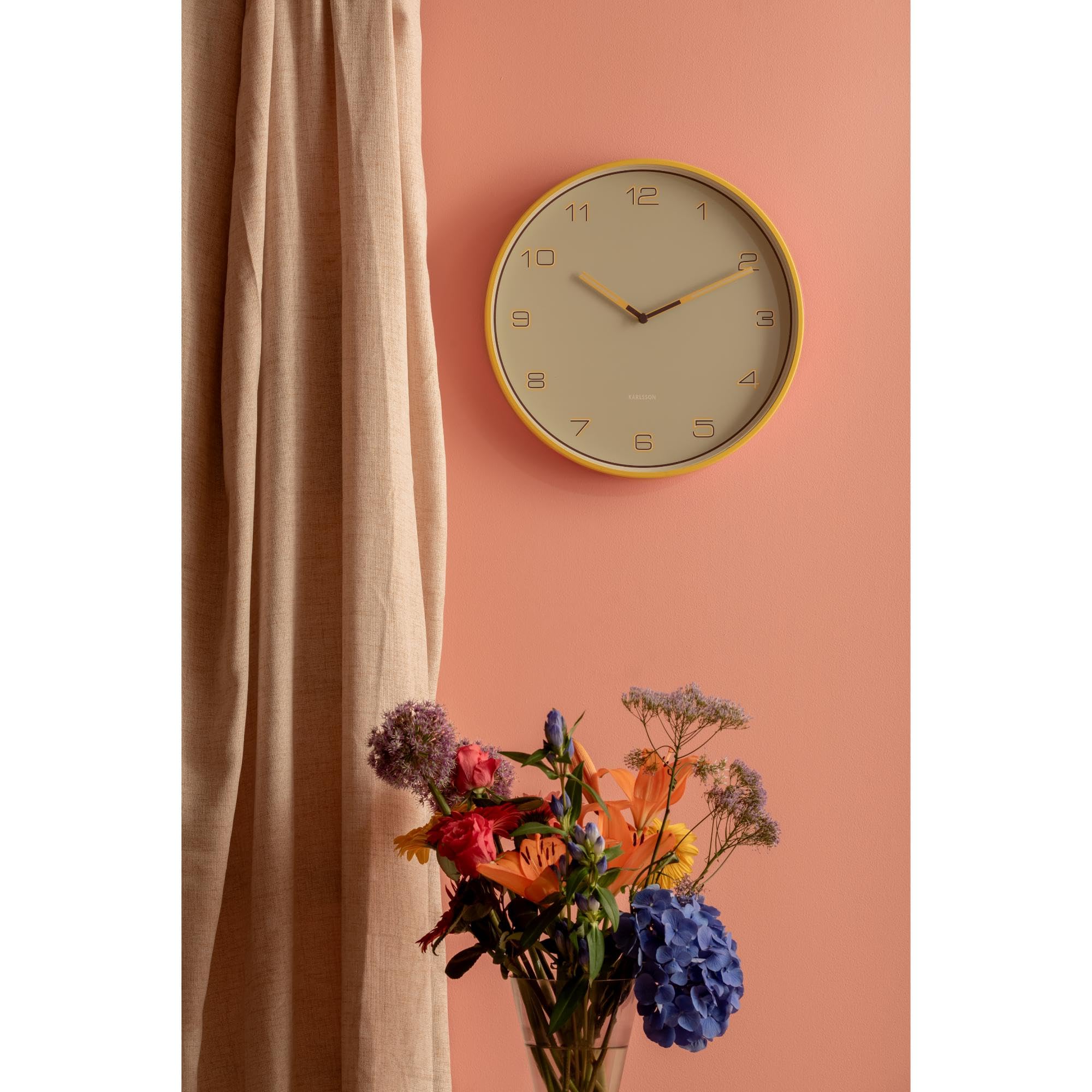 Karlsson Horloge Murale Lined Numbers - Jaune - Ø40cm