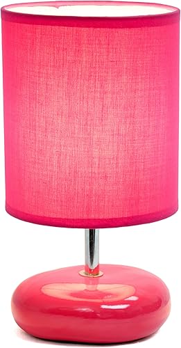 Miniatura 5 de Simple Designs LT1153-PNK - Lámpara de mesa circular pequeña de piedra para dormitorio, habitación de los niños, oficina, sala de estar, guardería,