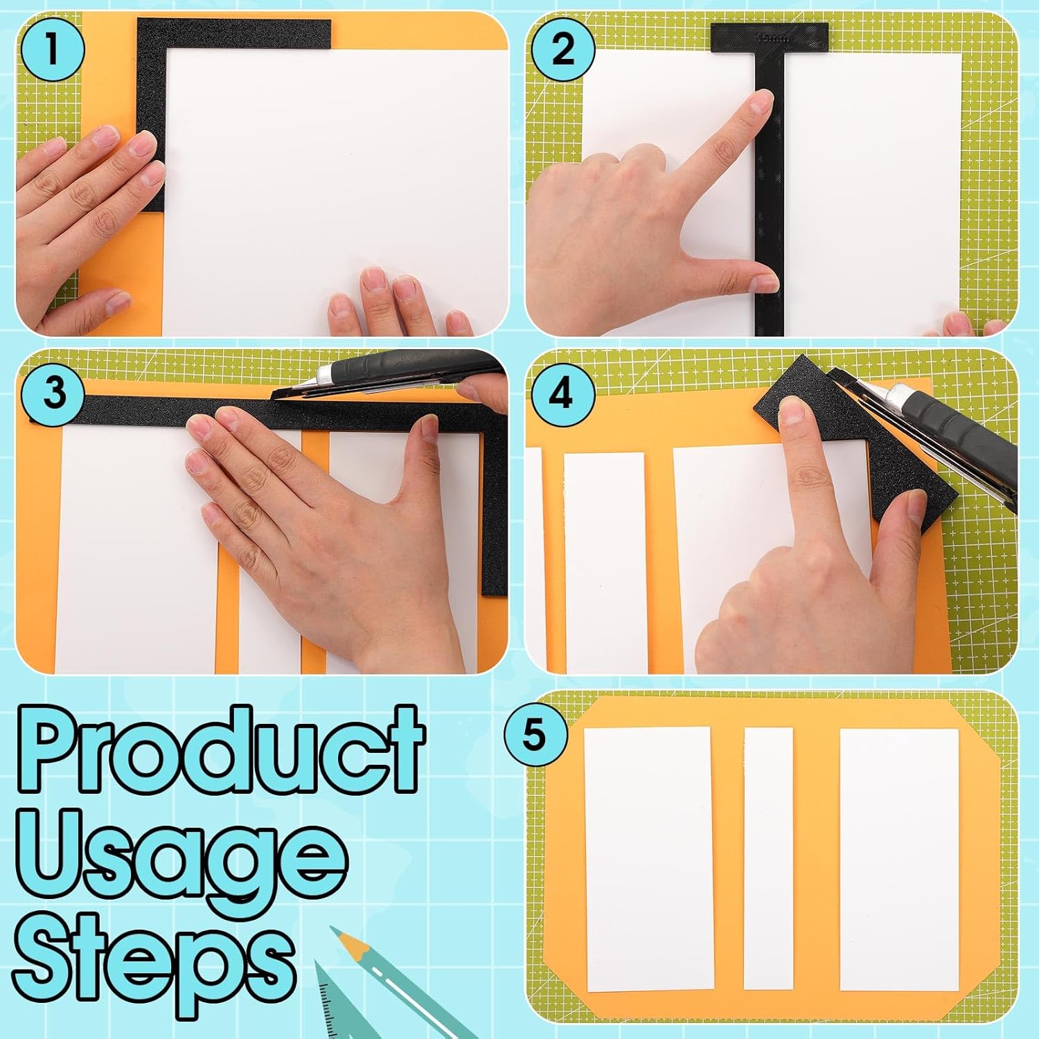 Zeyune 17 Pcs Bookbinding Tools Kit Easy Scrapbooking Tool Handmade L/t Shape & Straight Edge Set with Corner Cutting Items Storage Box for Albums, Journals, Notebook (B5,Black)