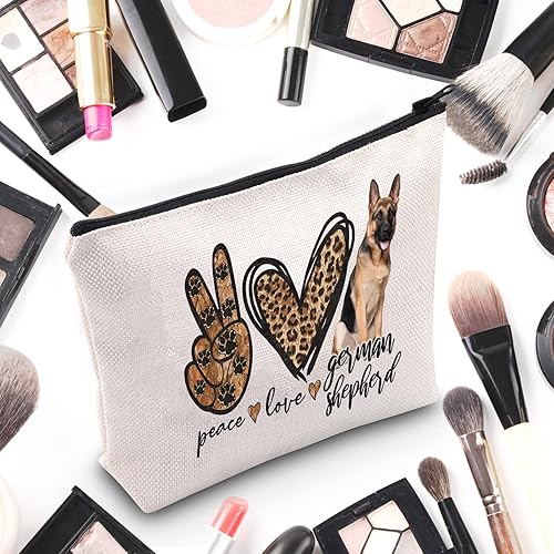 Miniatura 3 de WZMPA Divertida bolsa de cosméticos de pastor alemán pastor alemán, regalo para amantes de la paz, amor, pastor alemán, maquillaje con cremallera,