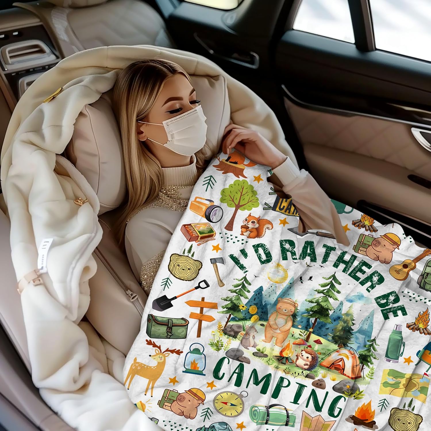 Camping Gifts for Women Stuff Cool Camping Essentials Accessories Blanket Throw Camper Plush Bedding Merch Blanket for Women Men Camper Birthday Party Decorations Room Decor 50"X40" - Image 3