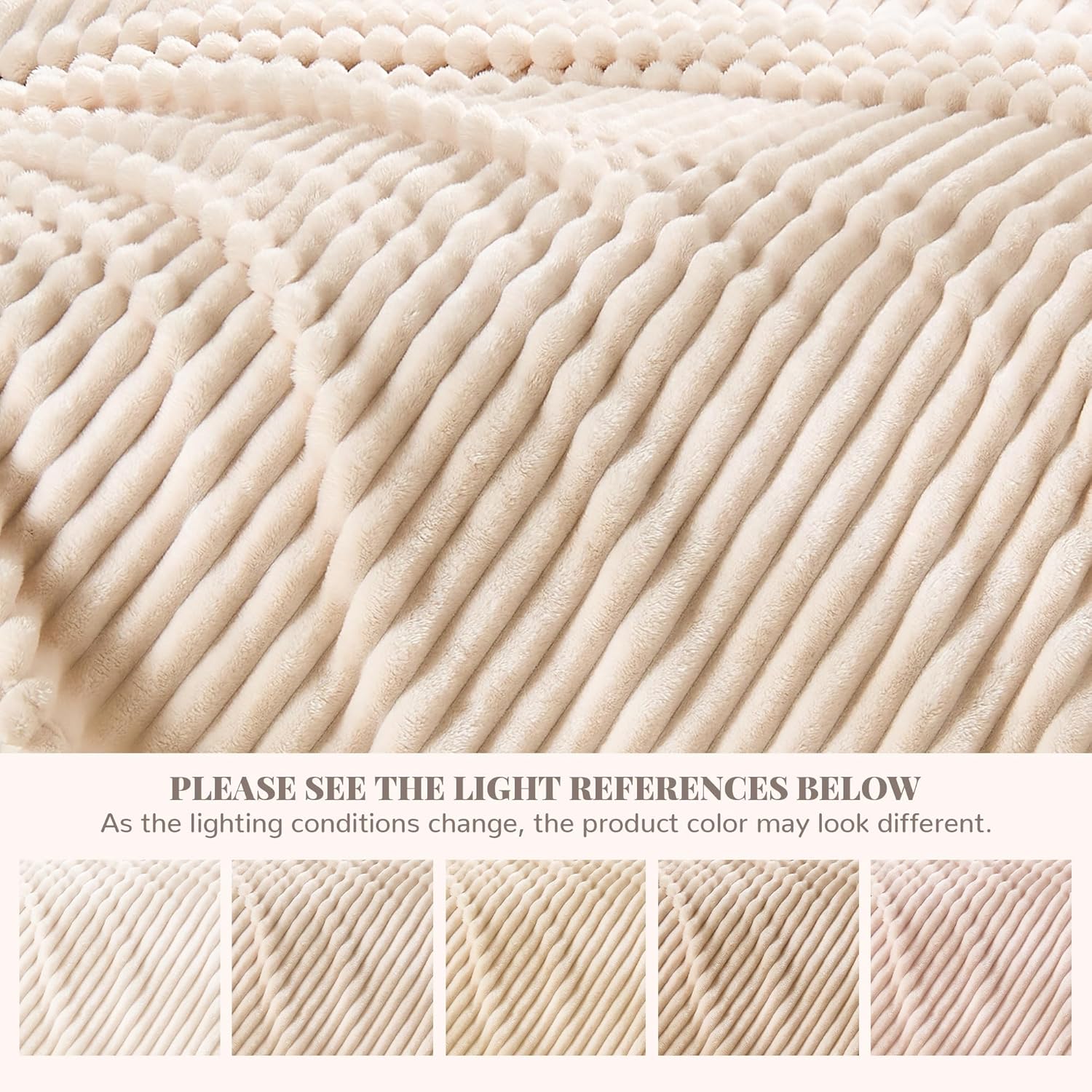 Beige Fleece Throw Blanket for Couch, Super Soft Cozy Blanket for Home Decor, Perfect Cozy Gifts for Women Men Gifts, Lightweight All Season Couch Blanket, 50x60 Inches - Image 7