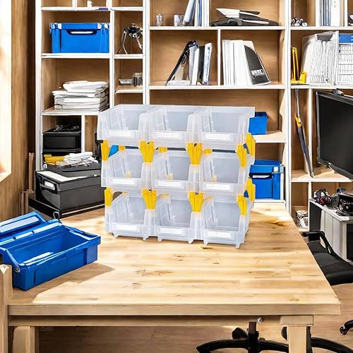 Miniatura 3 de Contenedores de almacenamiento colgantes apilables de plástico para garaje, 5-13 x 4-15 x 3, transparente, paquete de 9