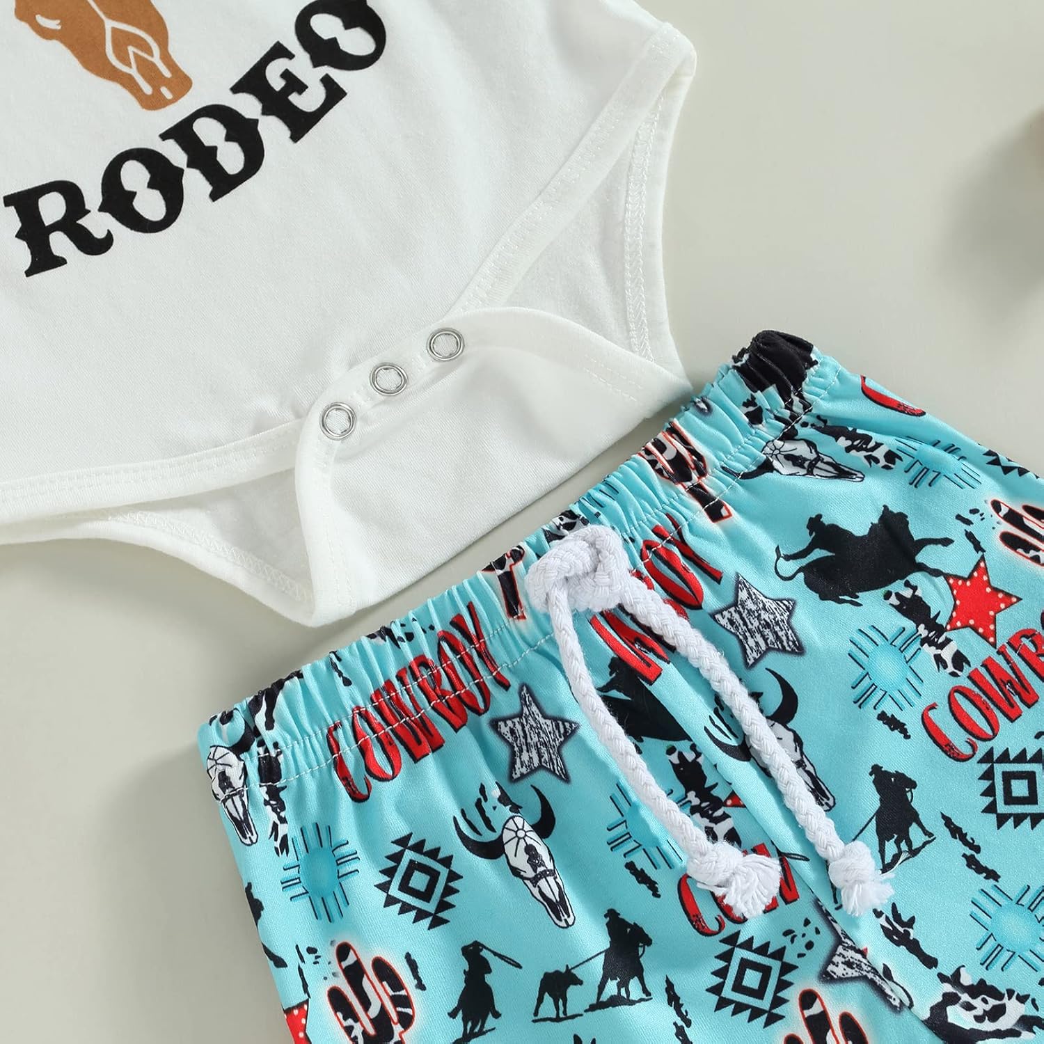 My First Rodeo Outfit Western Baby Boy Summer Clothes Short Sleeve T-Shirt and Shorts Set Toddler Cowboy Outfit Boy - Image 6