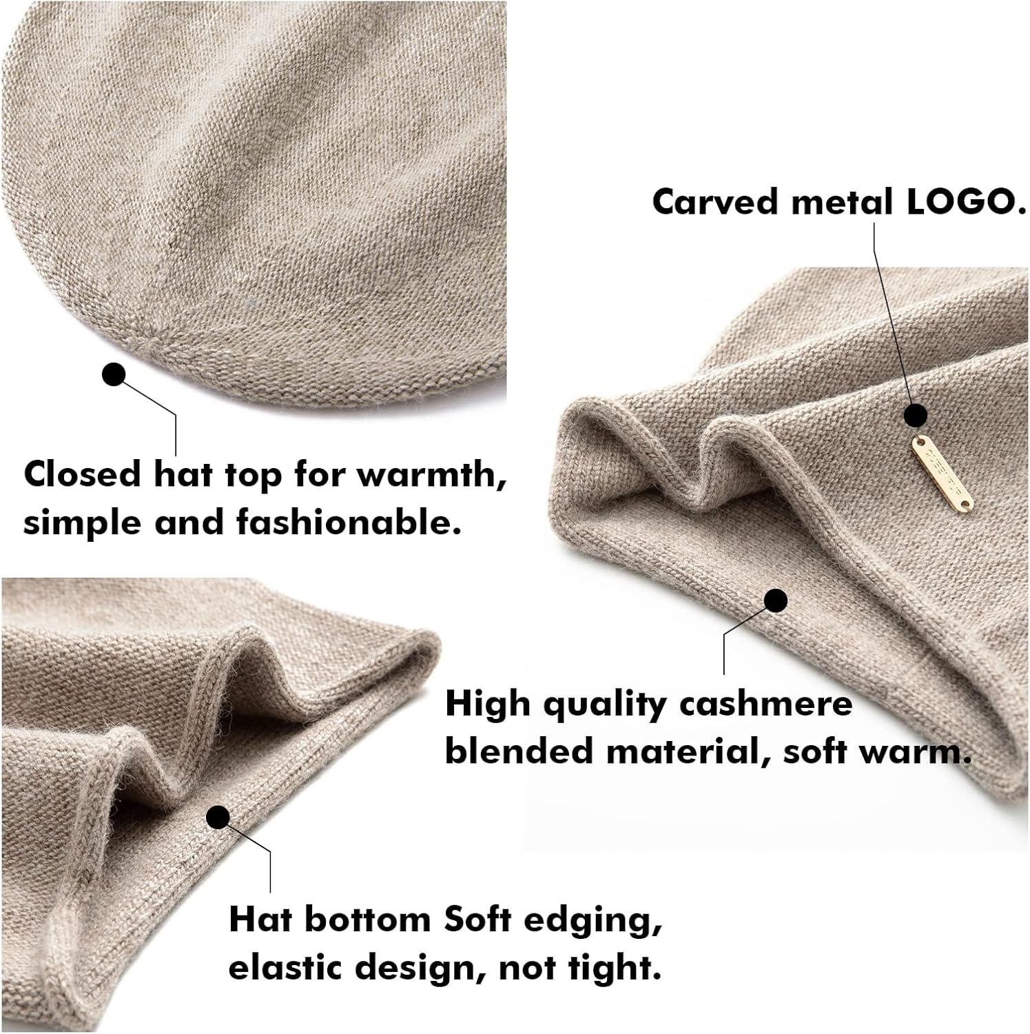 QUEENFUR Knit Slouchy Beanie Hats for Women Cashmere Ski Cap Knitted Wool Soft Warm Winter Hat - Image 6