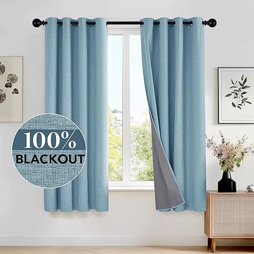 Miniatura 2 de Deconovo - Cortinas opacas 100% de lino sintético con ojales, cortinas para dormitorio y 2 paneles