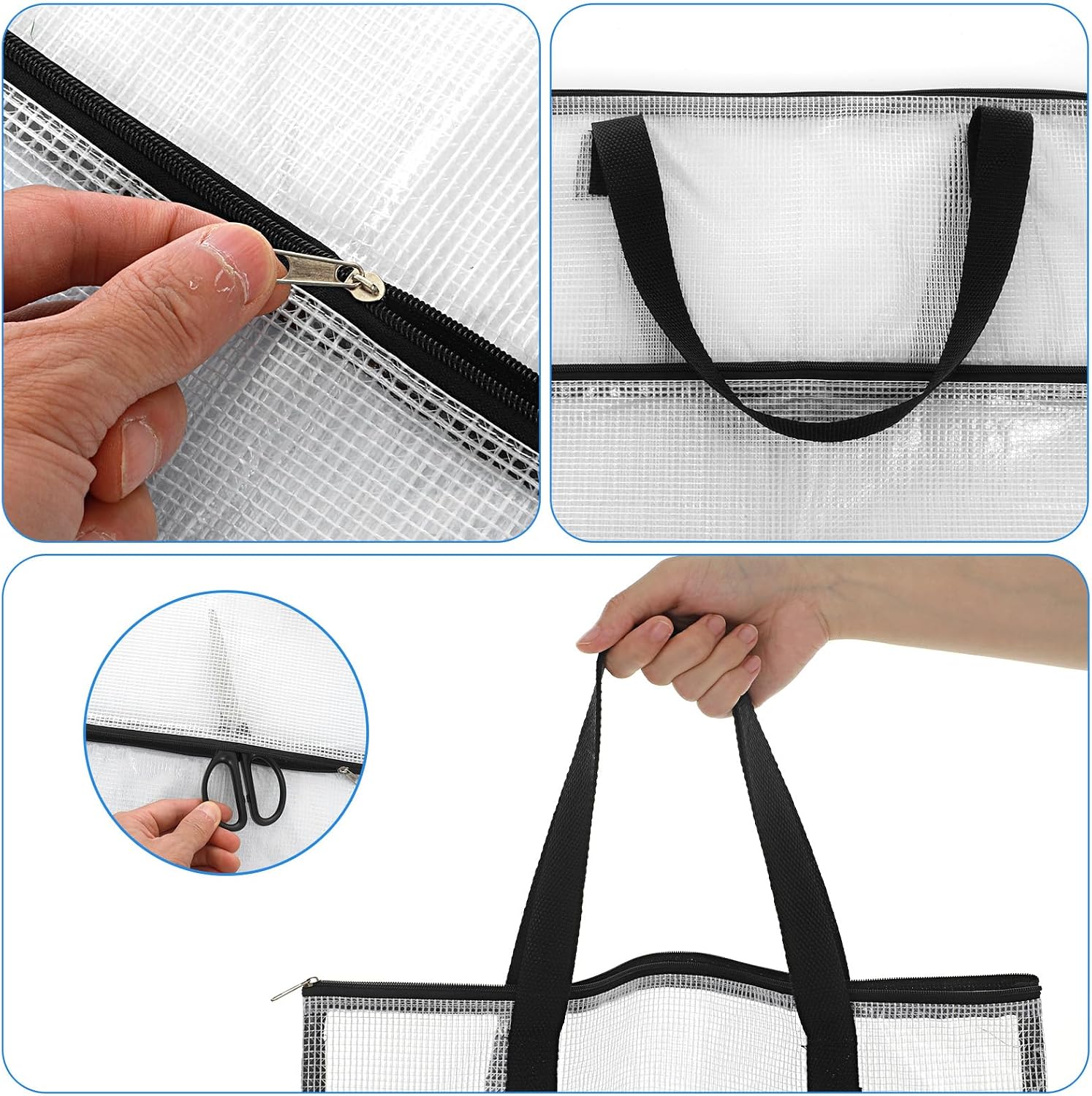 Ymapinc Sew Embroidery Bag Organizer, 15.75×16.14 Inch Needlepoint Bag for Cross Stitch Craft, Large Zipper Pouch, Craft Tote for Sewing Storage, Art Folder & Quilting Project Bags, Black