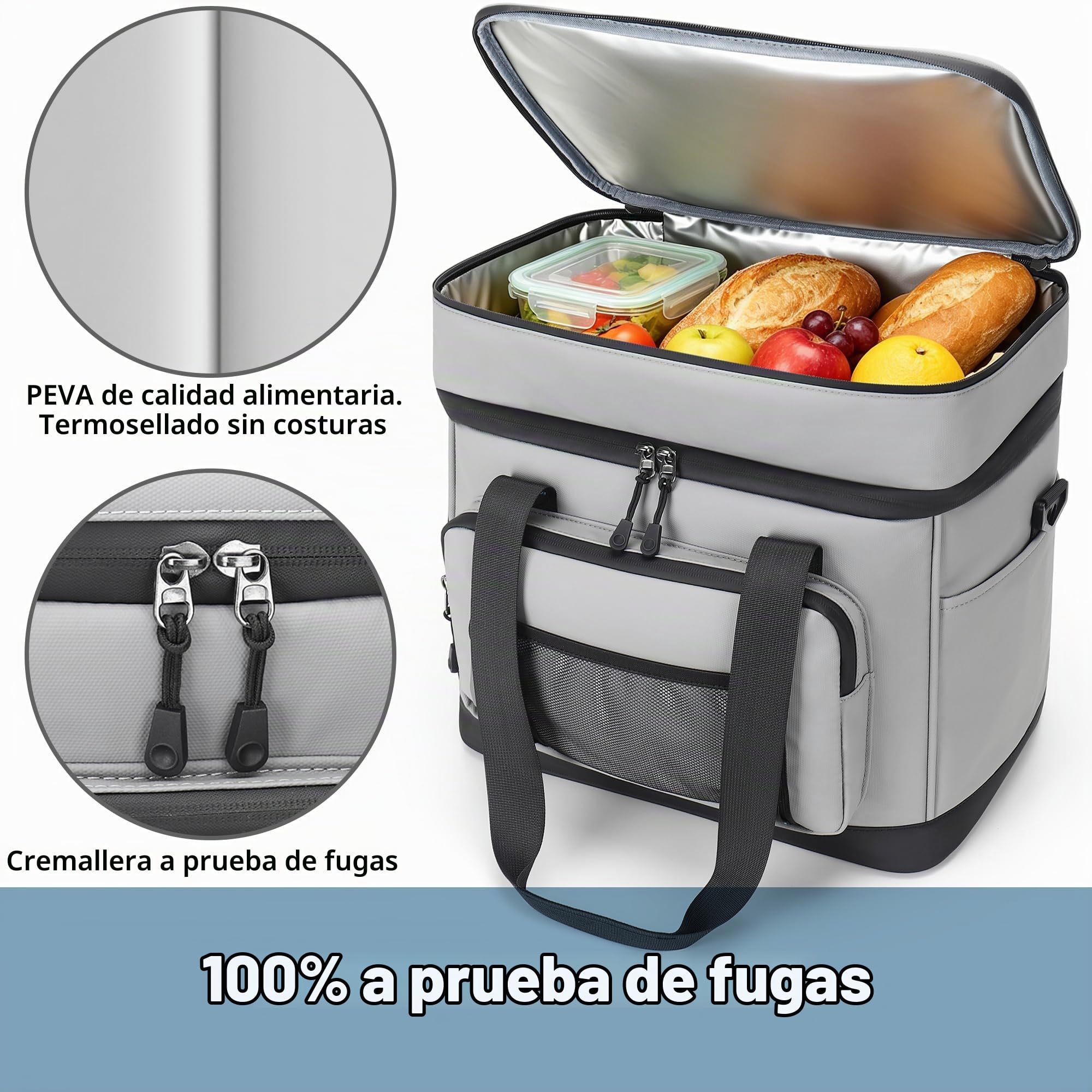 Nevera Portatil, 40L Grande Doble Nevera Playa Plegable, Bolsa Térmica Isotermica Portátil e Impermeables para Picnic