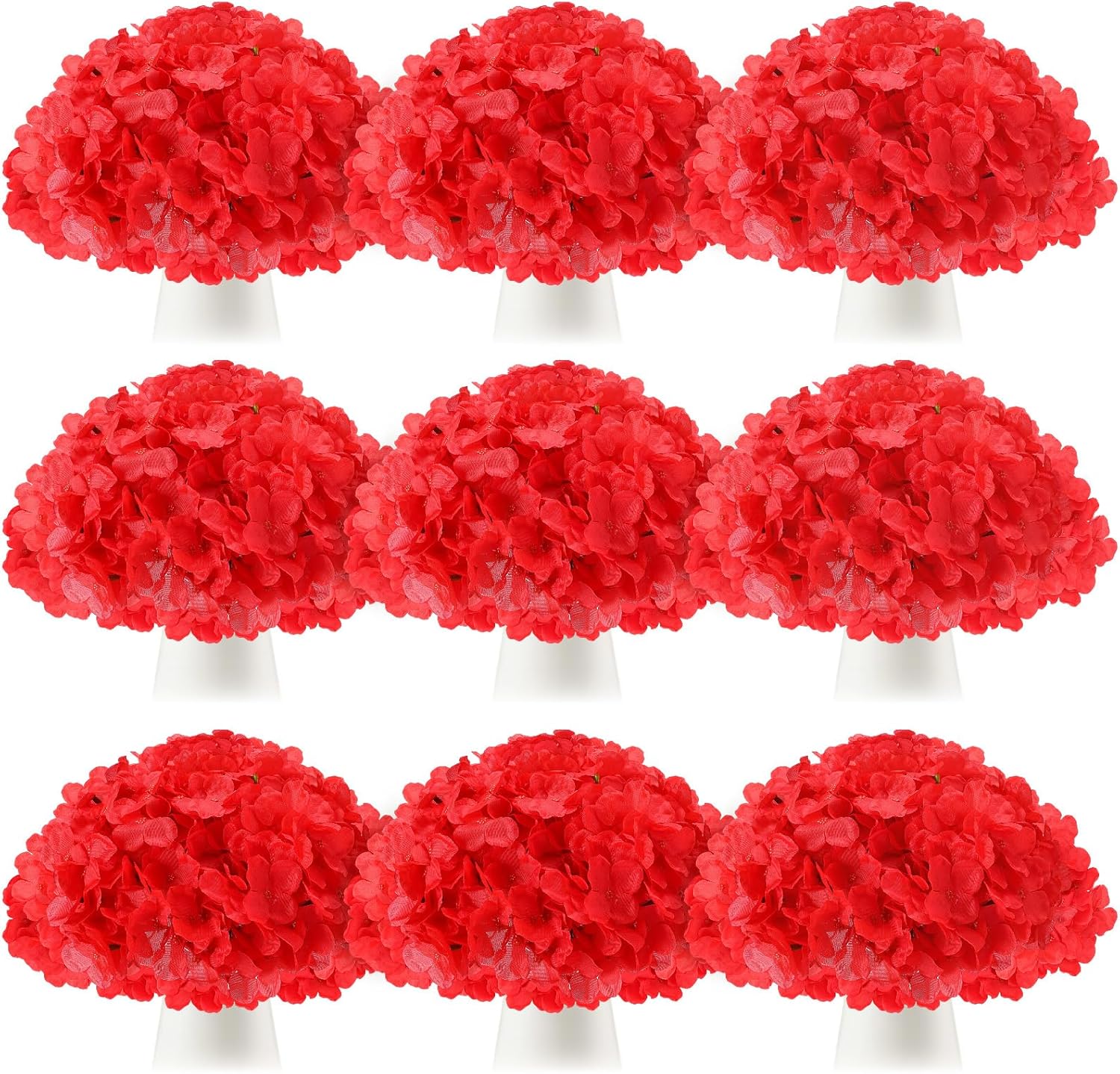 Tigeen 100 Pcs Hydrangea Artificial Flowers Bulk 7.48 Inch Artificial Hydrangeas with Removable Stems Faux Flowers Wedding Decor for Home Garden Party Decoration DIY Project (Red)
