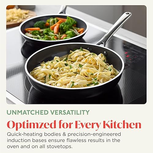 Miniatura 5 de Orfeo - Juego de utensilios de cocina antiadherentes de 10 piezas, fabricado en Italia, ollas y sartenes de cerámica de diamante sin PFAS, listas