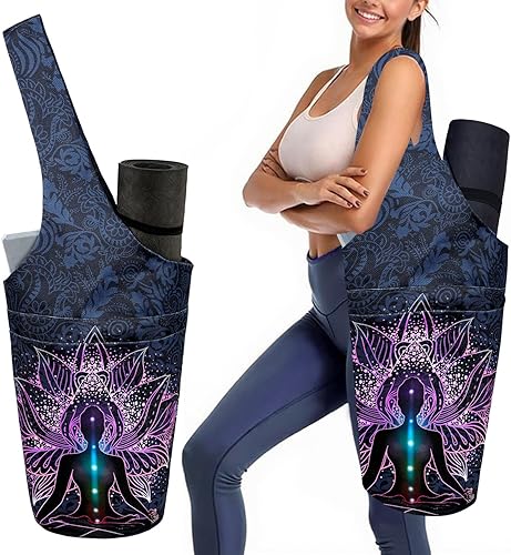 Miniatura 10 de Bolsa para esterilla de yoga para mujeres con bolsillo grande lateral, duradera de lino, bolsa de gimnasio para entrenamiento, almacenamiento de