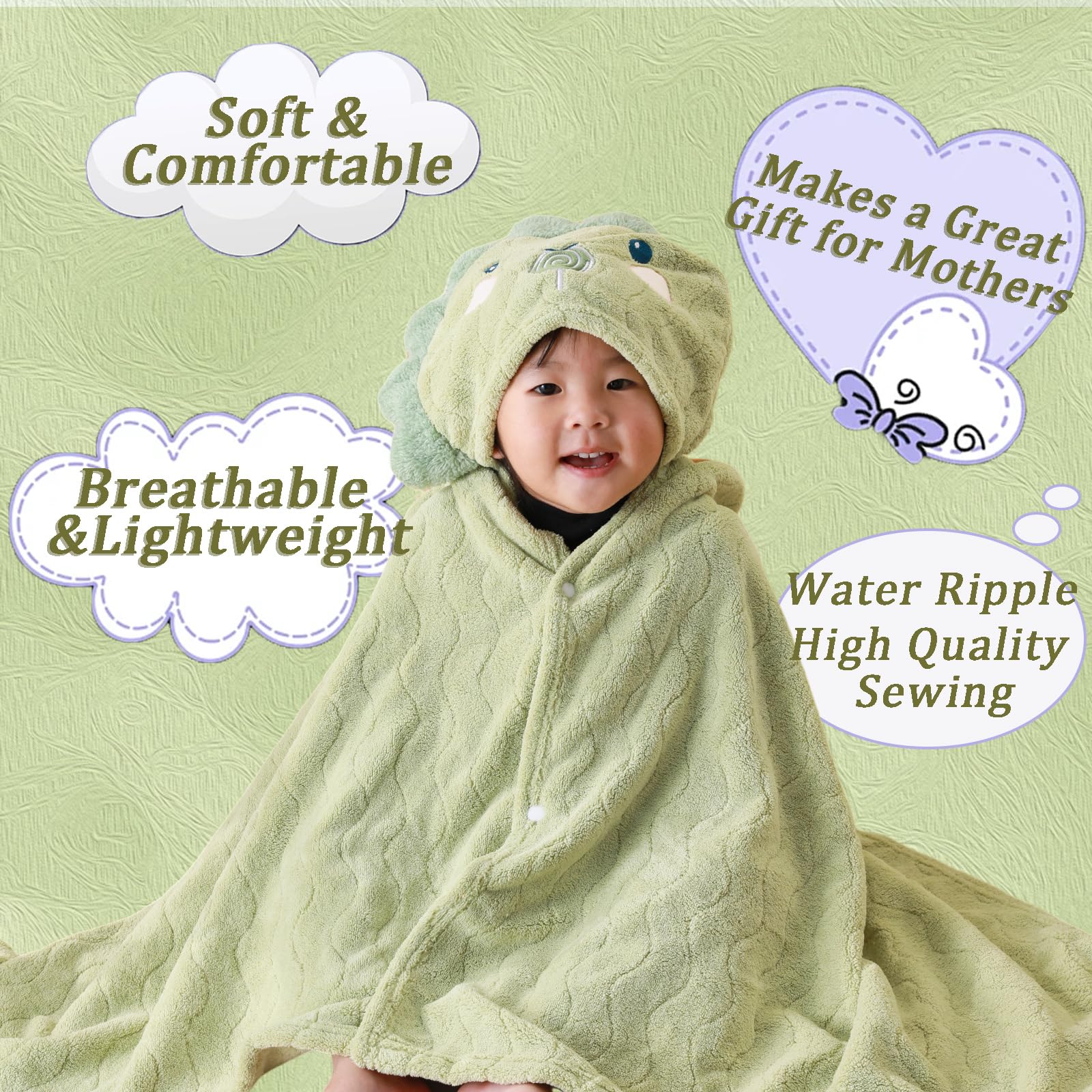 Asciugamano da bagno con cappuccio per bambini, 60 x 140 cm, unisex, ultra assorbente, morbido, per ragazzi e ragazze, confezione da 2 accappatoi per bambini, set regalo per neonati, neonati