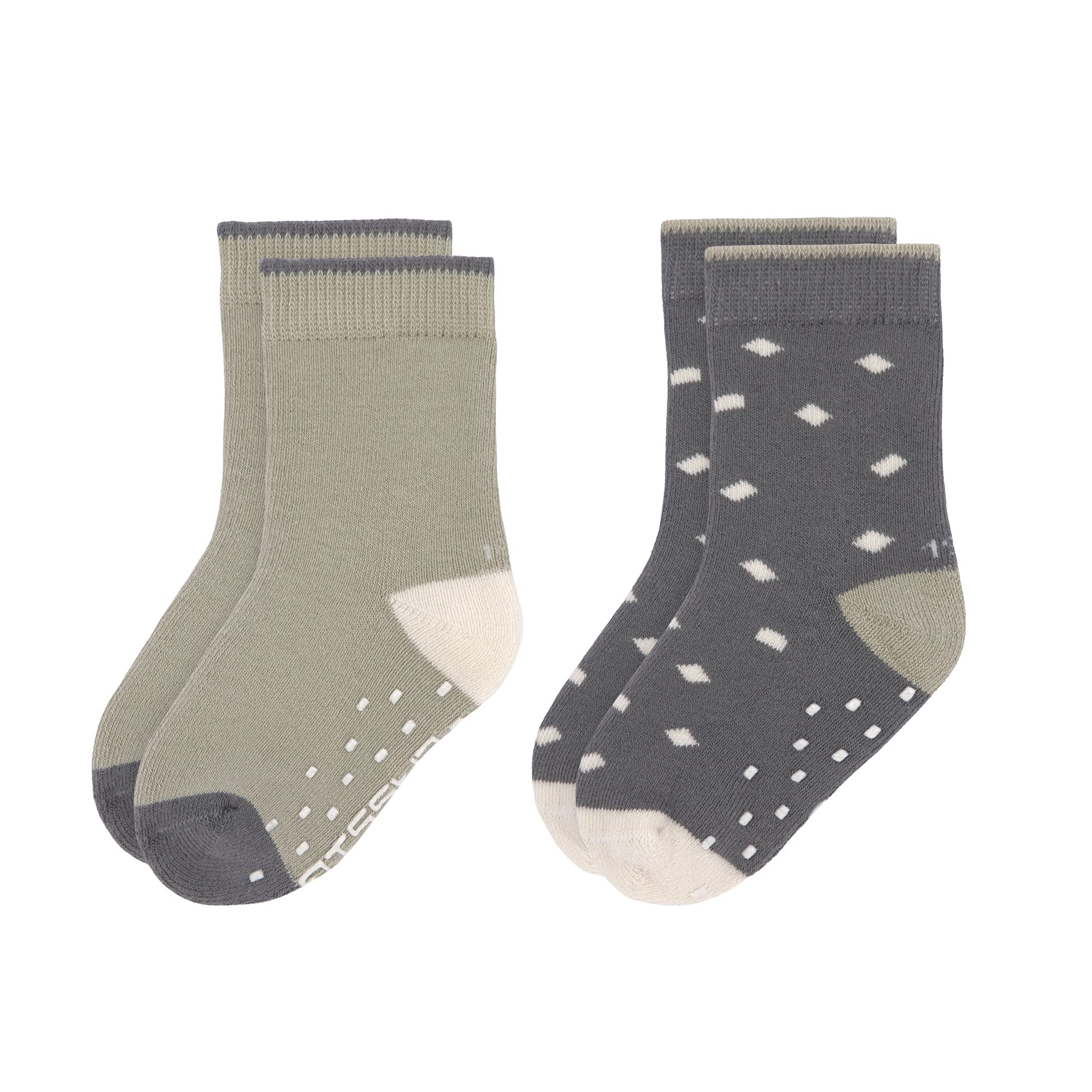 LÄSSIG Unisex Children's Non-Slip Socks Set of 2 Olive Size 23-26