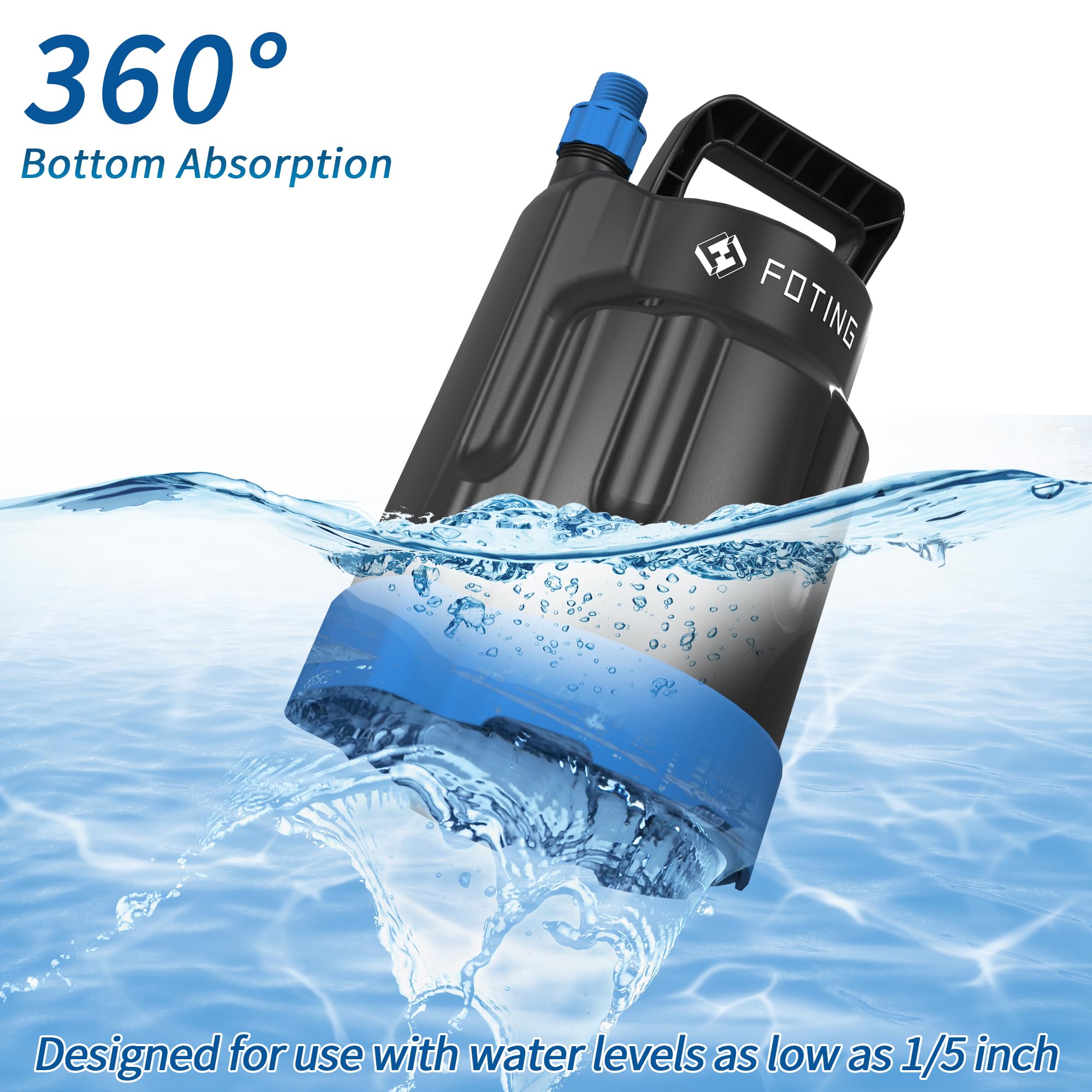 FOTING Submersible Water Pump 1/2 HP Electric Utility Pump, 1860 GPH ...