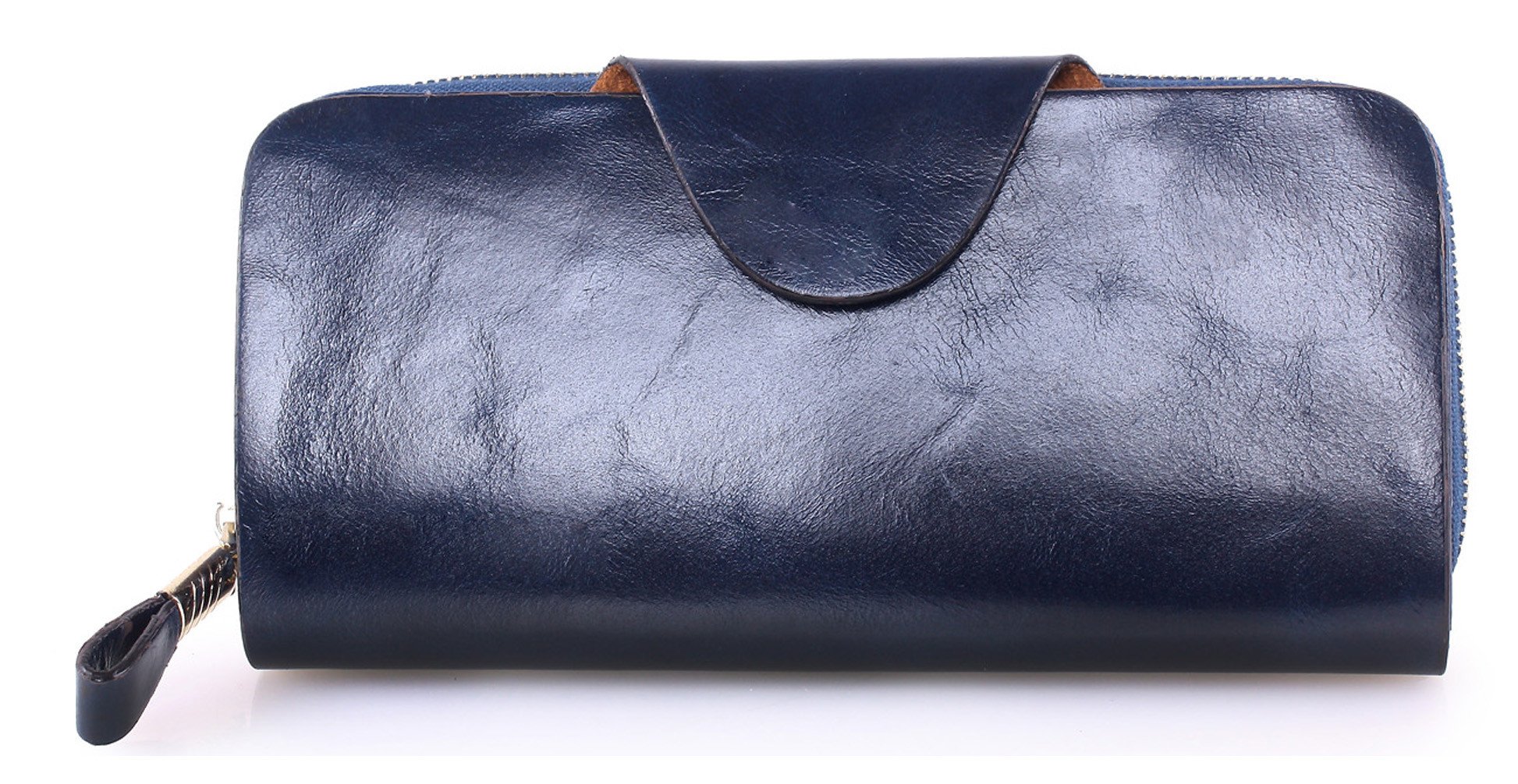Women Real Leather Long Wallet Purse Fashion Women greeniris Blue dark blue