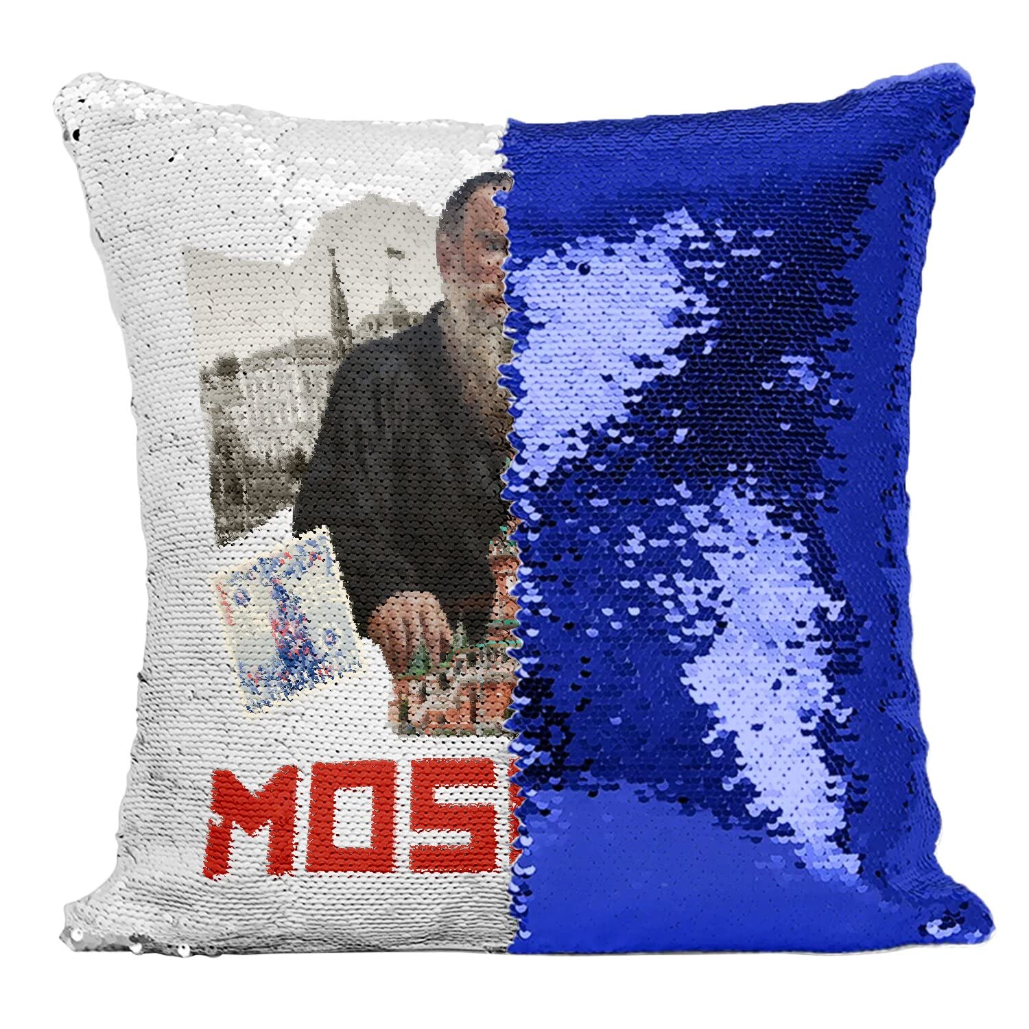 Coussin bleu Moscow Vintage idée cadeau originale pour fan de voyage
