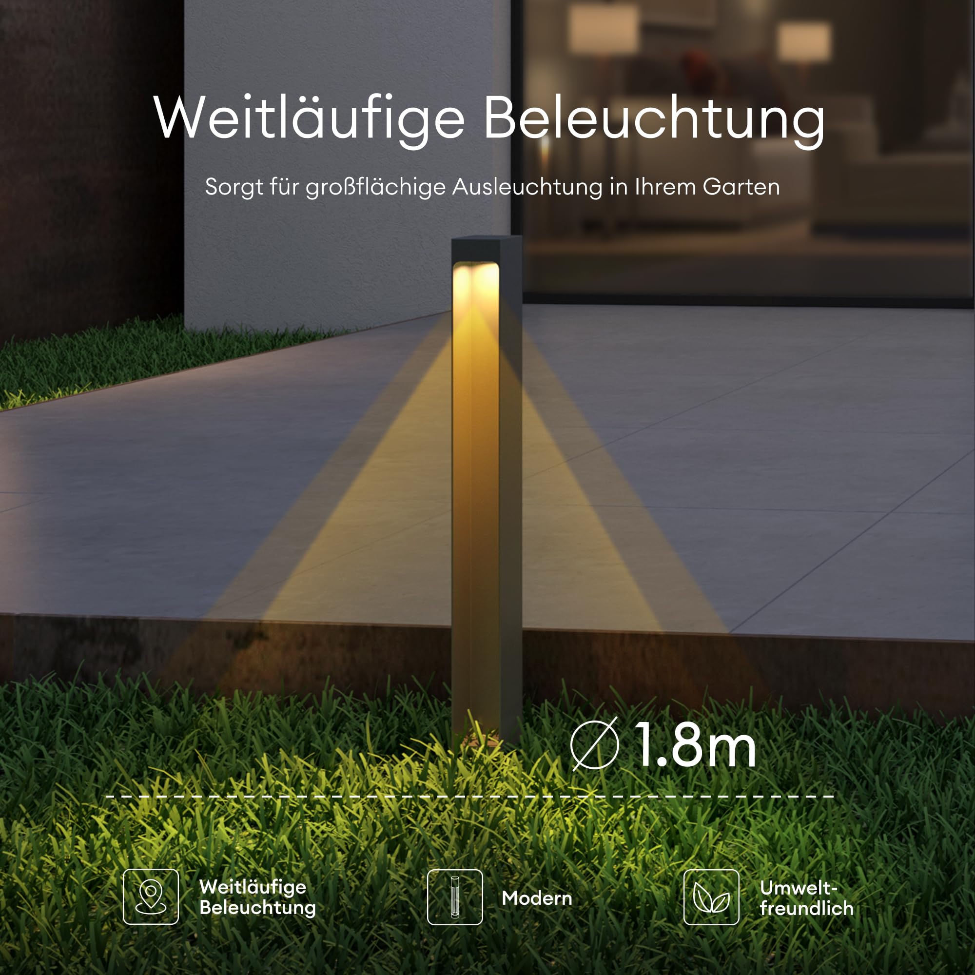 Mai & Mai Lampione da Giardino 3000K, IP65, 6X6X40cm | Luminoso da Giardino, Paletti Esterni Led, Alluminio, Parchi, Aree Residenziali e Ingressi BaldersLights, Sabbia grigio