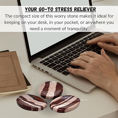 Vista 198 de Cristales de piedra de preocupación de cuarzo rosa y piedras curativas, piedras de preocupación para regalos de alivio del estrés, cristal de piedra