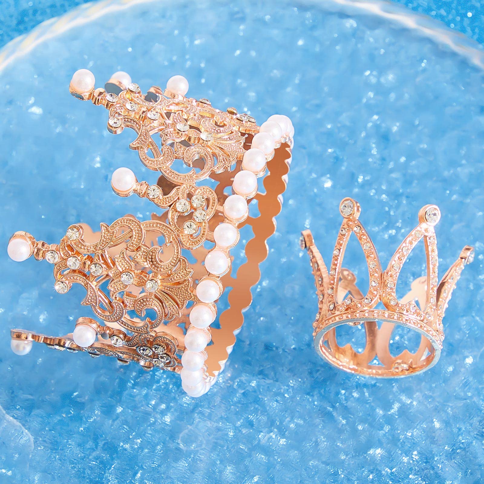 15Pcs Crown Cake Topper, Silver Mini Crowns, Small Crystal Pearl Cupcake Toppers For Flower Arrangements Cupcake Baby Shower Birthday Party Wedding Decor - View #2