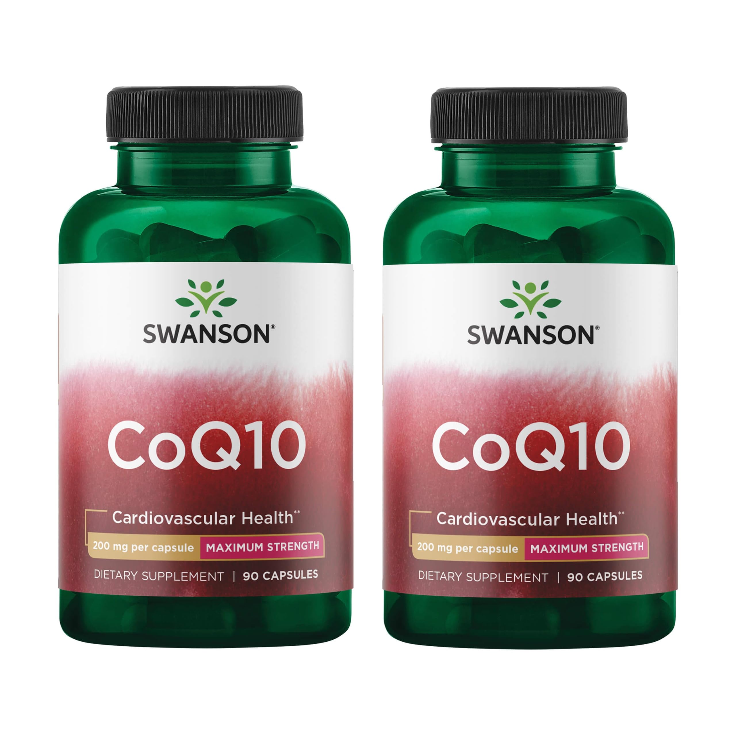 Swanson CoQ10 Cardiovascular Brain Energy and Heart Health Antioxidant Support Supplement 200 mg 90 Capsules (2 Pack)