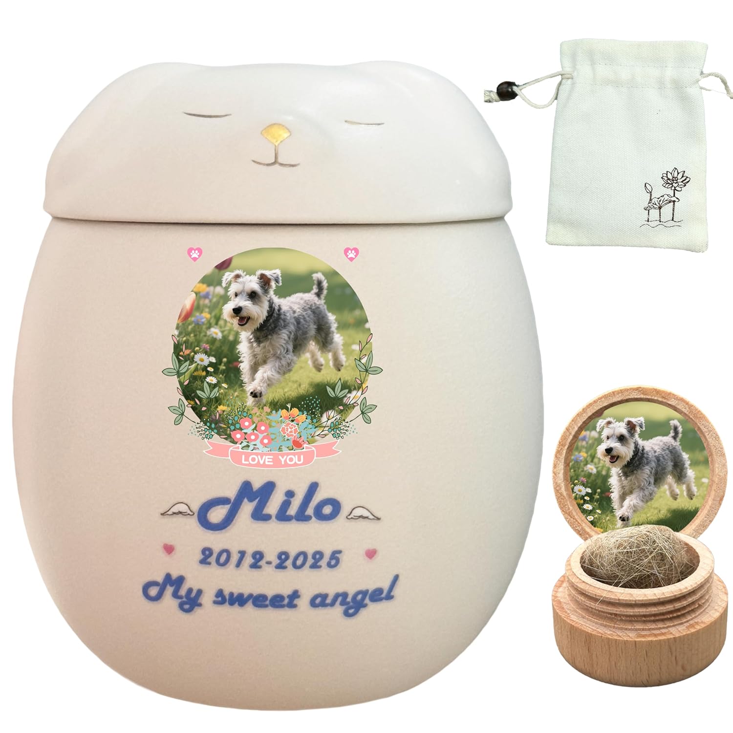 Custom Dog Urn,Pet Urn,Pet Urns for Dogs,Pet Cremation Urn,Dog Urns for Ashes,Urns for Dogs,Ceramic Urn,Handmade Custom Personalized|(Small White) suitable ashes 22 lb (not bones)