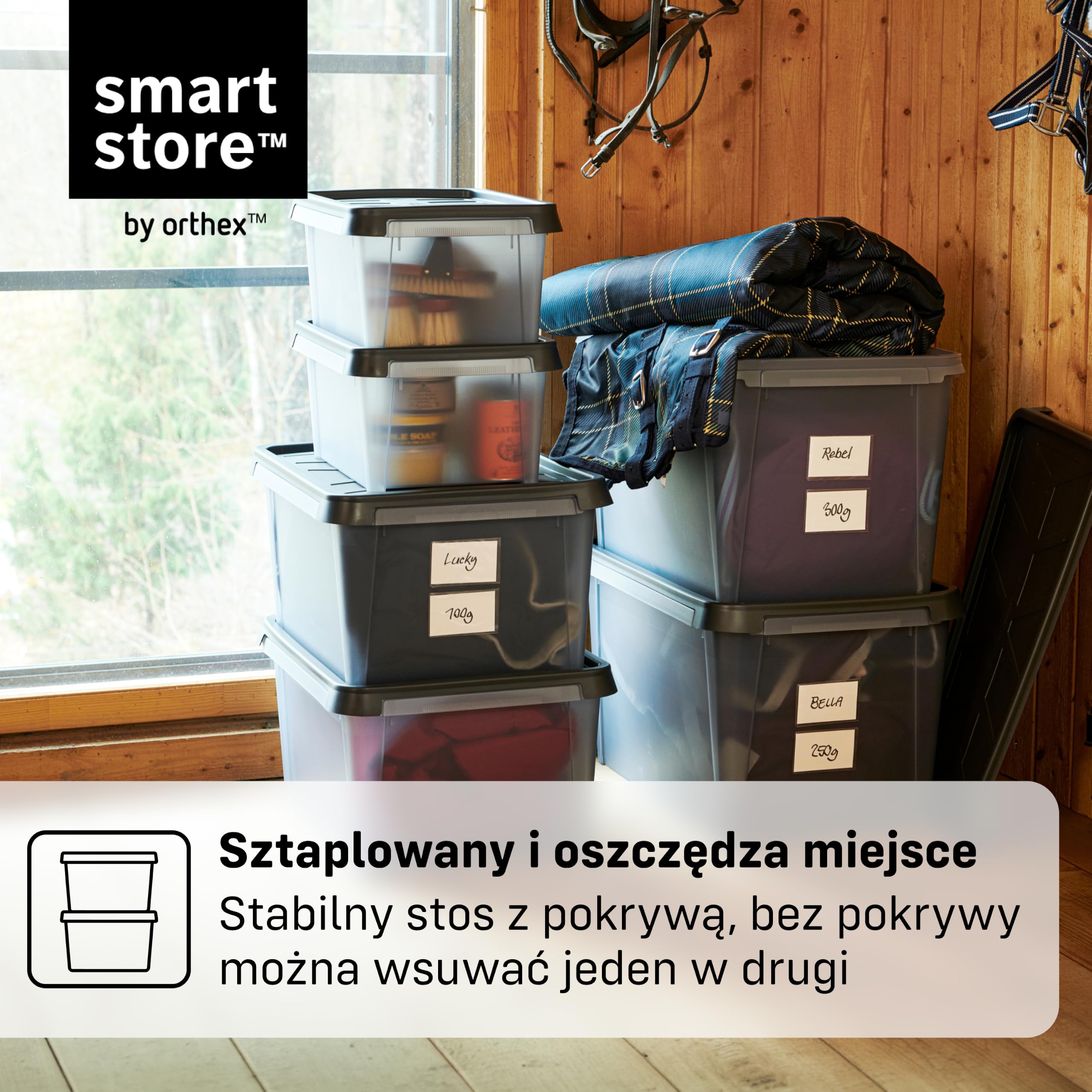 SmartStore Pojemnik z Pokrywą 13 L I Zestaw 7 szt. Sztaplowalny I 40 x 30 x 20 cm I Wodoodporny, Pyłoszczelny I Garaż Piwnica Strych I Made in Sweden, 10 Lat Gwarancji