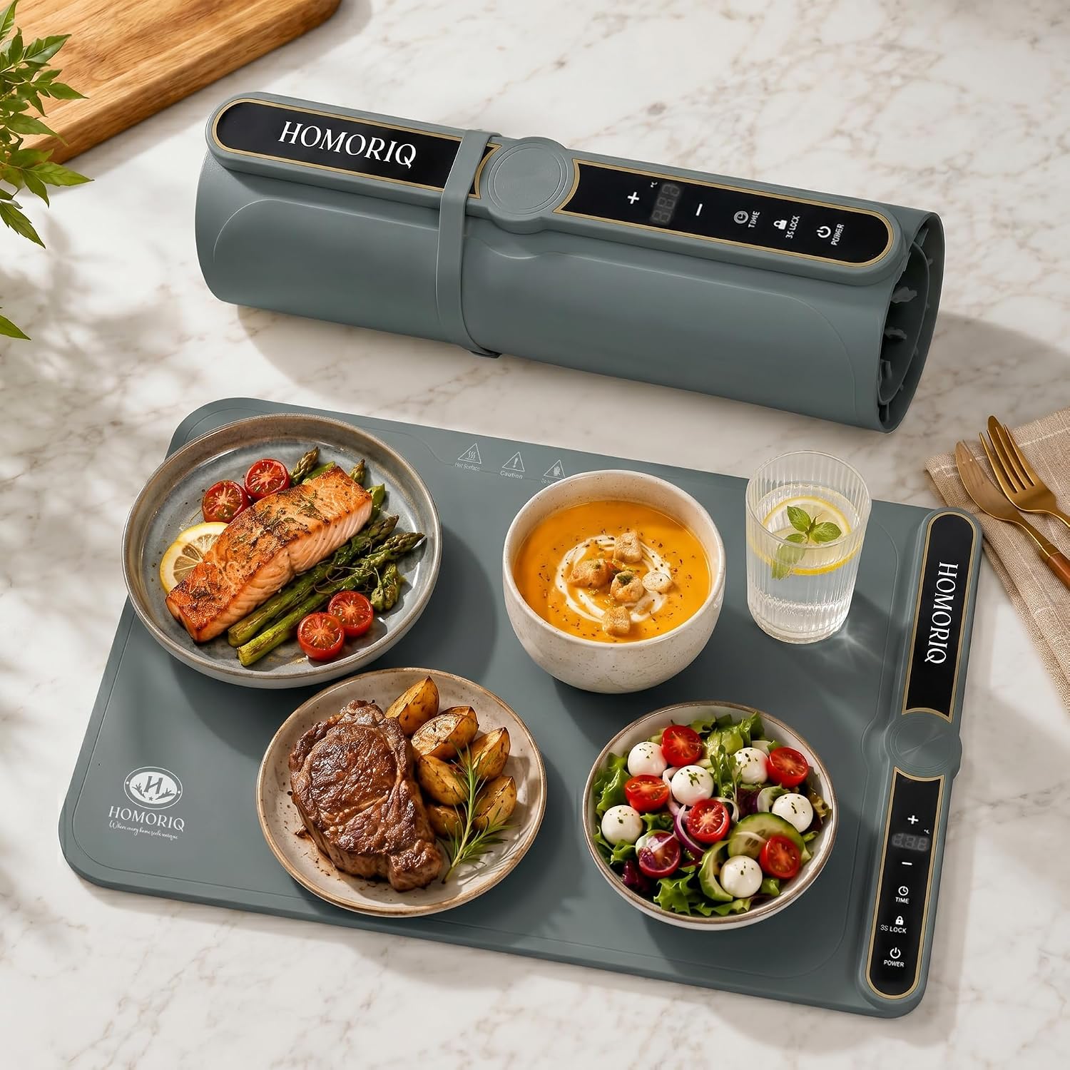 Warming Mat for Food Extra Large 15" x 31.6" – Silicone Food Heating Mat, Foldable Countertop Food Warmer for Parties, Buffet & Daily Use (Grey, Extra Large: 15"x31.6")