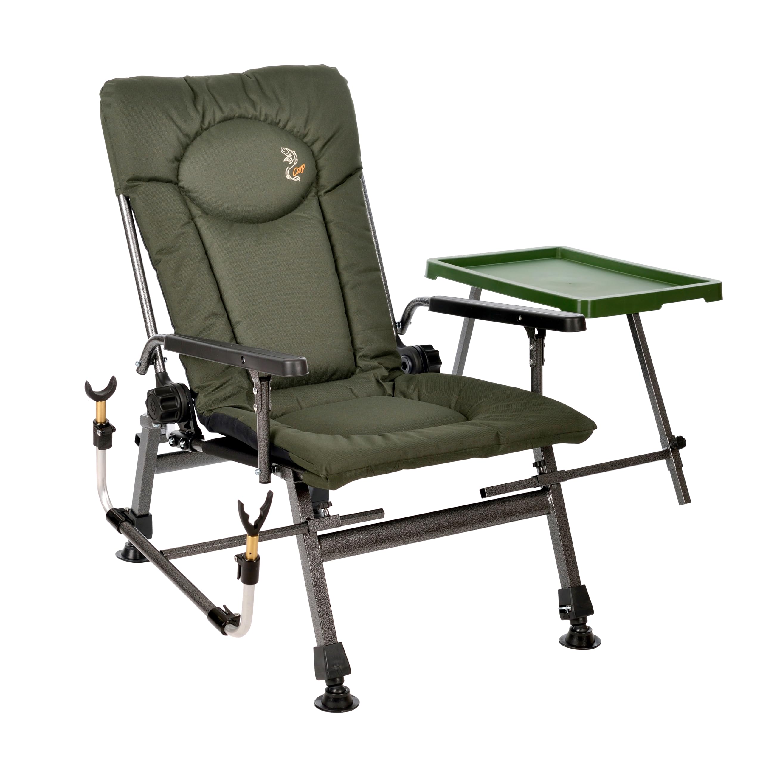 Chaise de pêche Deluxe Carp F5R ST/P avec support canne et hauteur supplémentaire