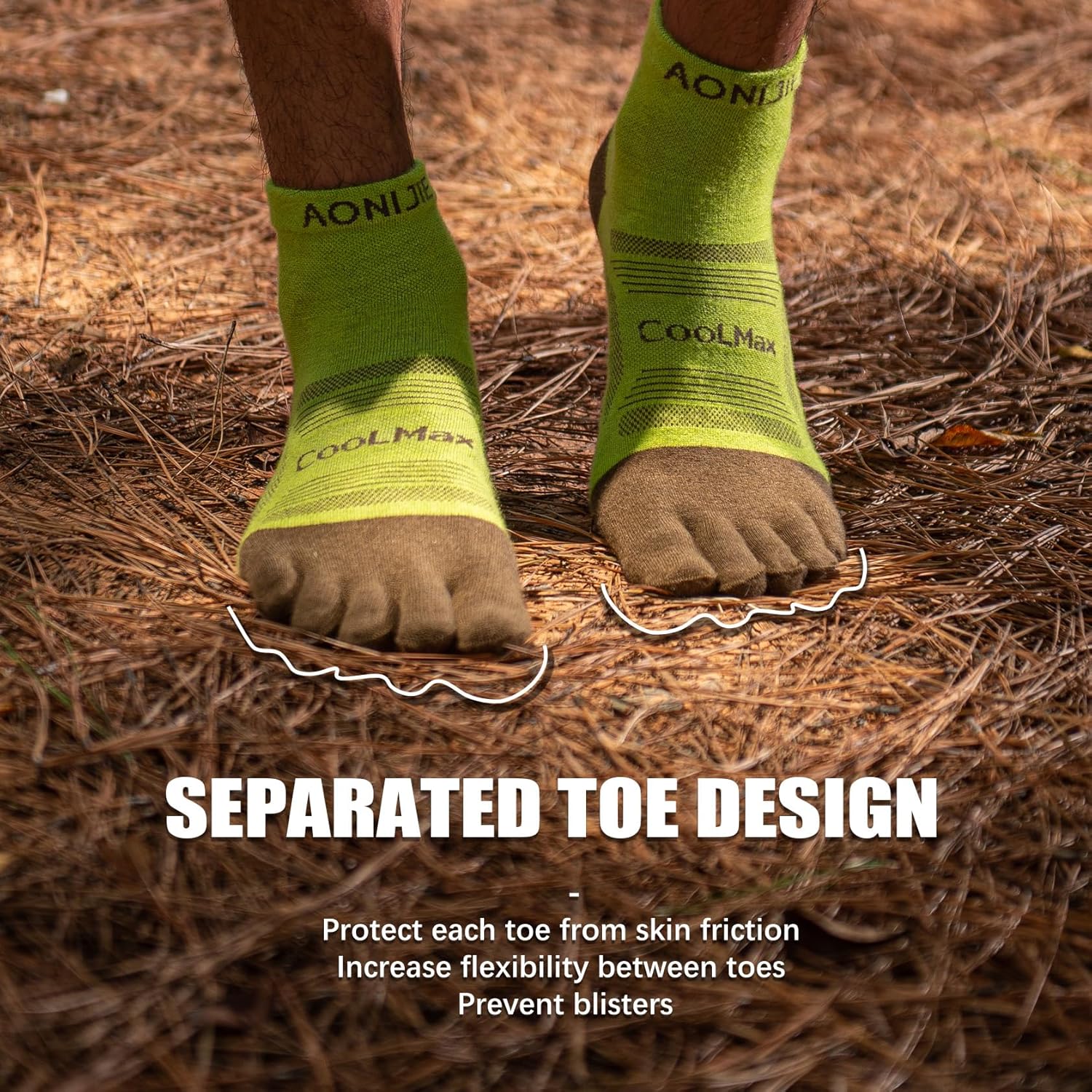 AONIJIE Toe Socks for Men and Women Athletic Hiking Coolmax Socks with toes - Soft Comfortable and Moisture Wicking - Image 3