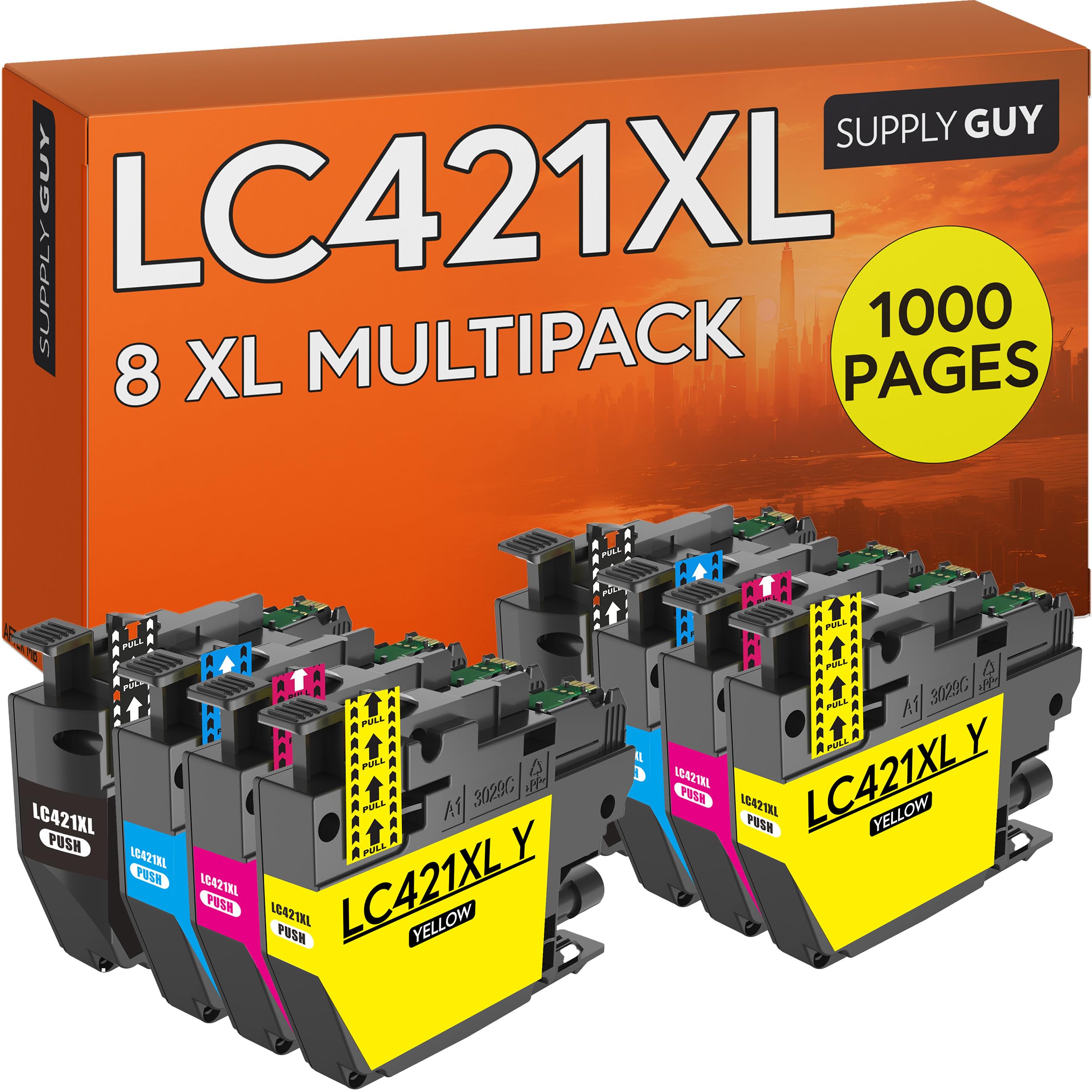 Supply Guy LC421XL Druckerpatronen kompatibel mit Brother LC421 LC421VAL Patronen passend für DCP-J1050DW DCP-J1140DW MFC-J1010DW Multipack 8 Tintenpatronen