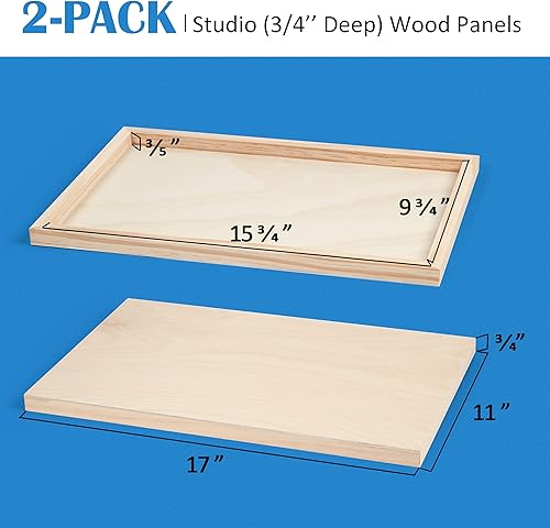 Miniatura 37 de Falling in Art - Juego de paneles de lienzo de madera de abedul sin terminar, paquete de 2 tablas de cuna de 16 x 20 pulgadas de profundidad