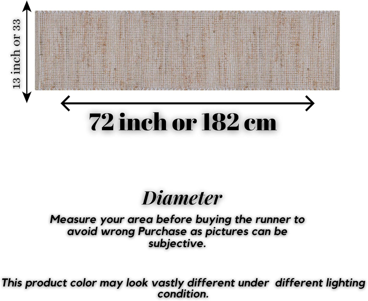 Boho Jute Table Runner for Dining Tables, Rustic Table Runners Farmhouse Style , Cotton and Jute Neutral Colorful Indoor Kitchen Decor, 13 X 72 Inch, - Natural- Ivory