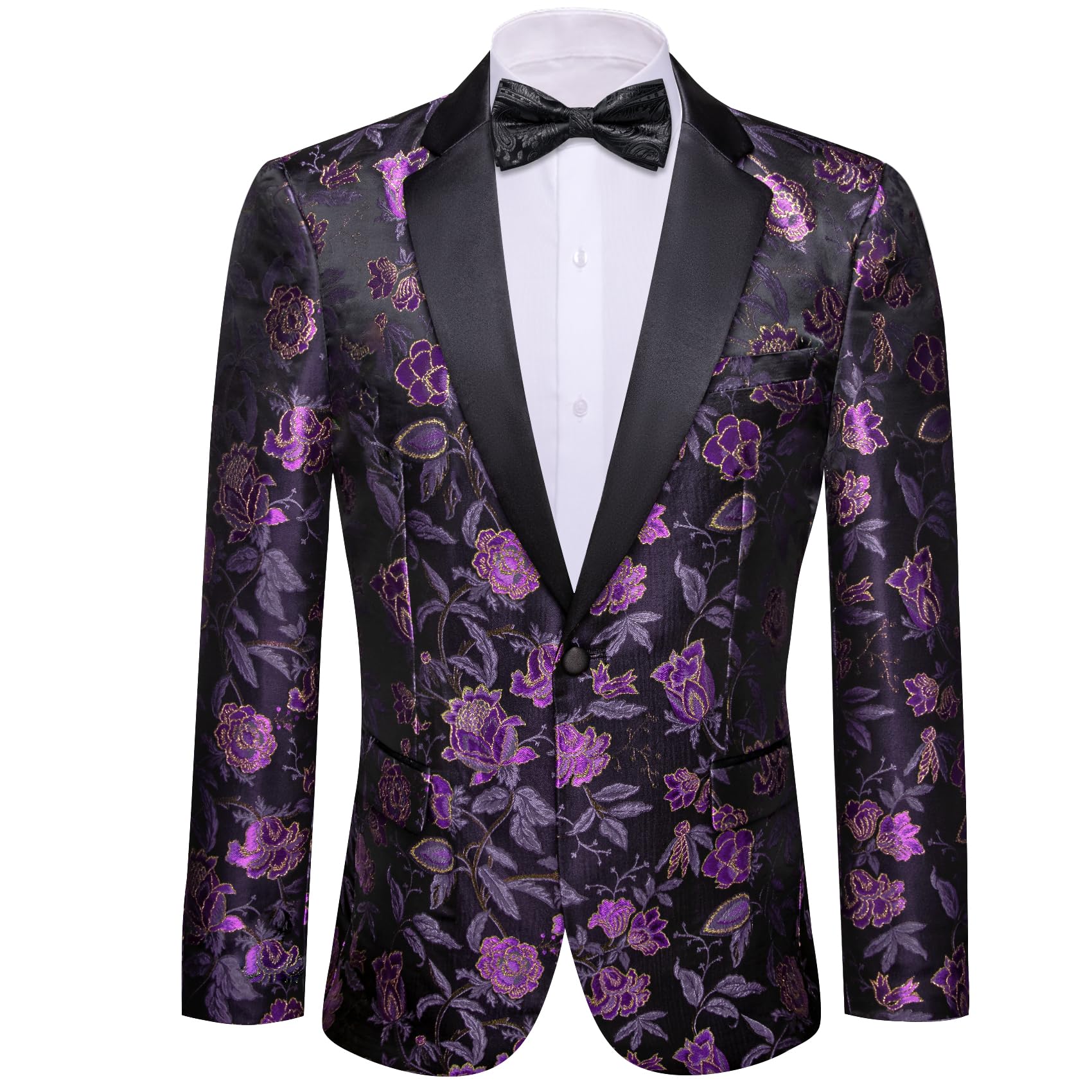 Barry.Wang Mens Floral Blazer Suit Jacket Notched Lapel Casual Sport Coat