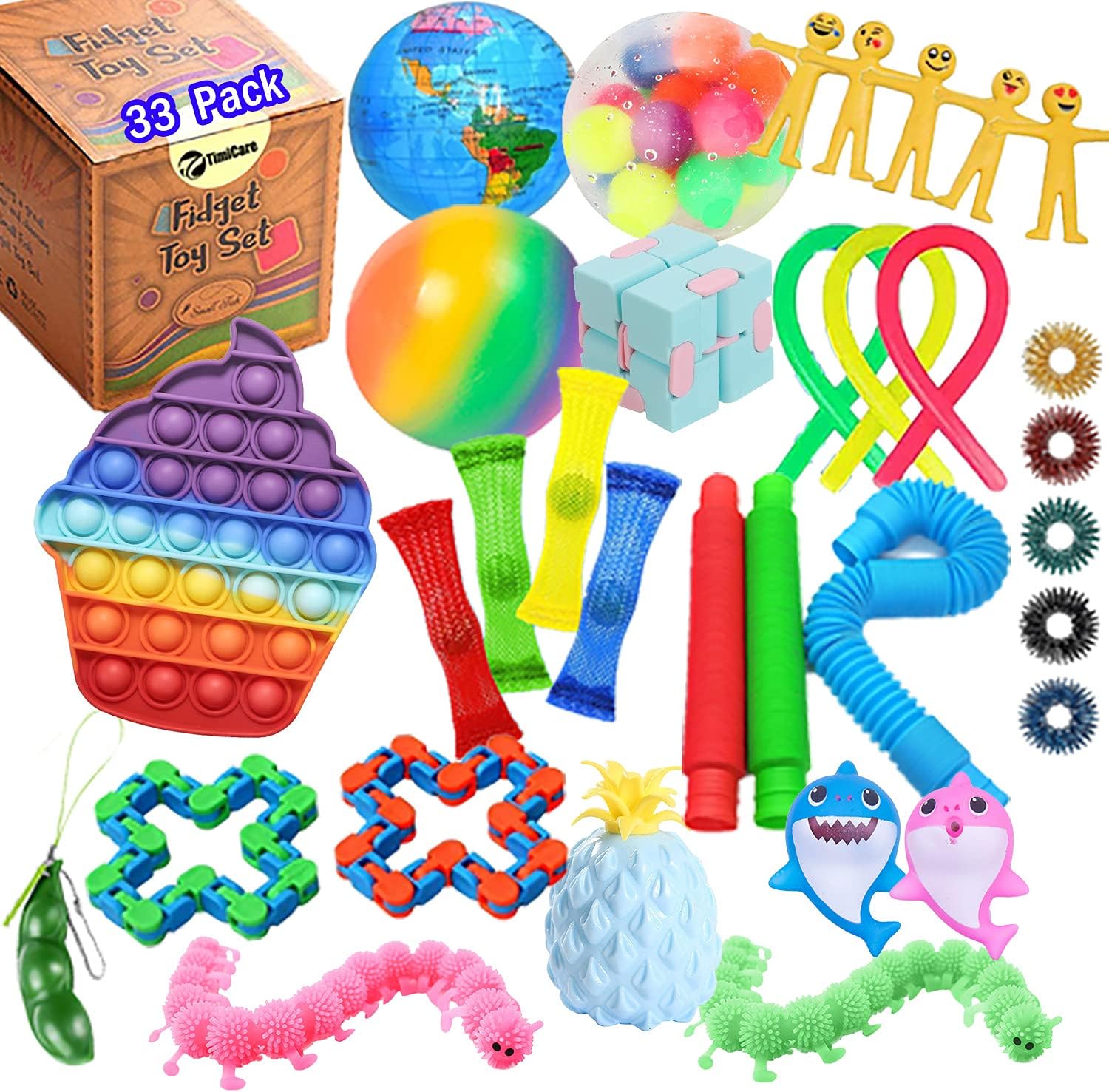 TimiCare Fidget Packs, Fidget Pack Cheap, Fidget Toys Set, Stress Relief Anti-Anxiety Fidget Packs Set, Fidget Toys for Kids and Adults (33 PCS)