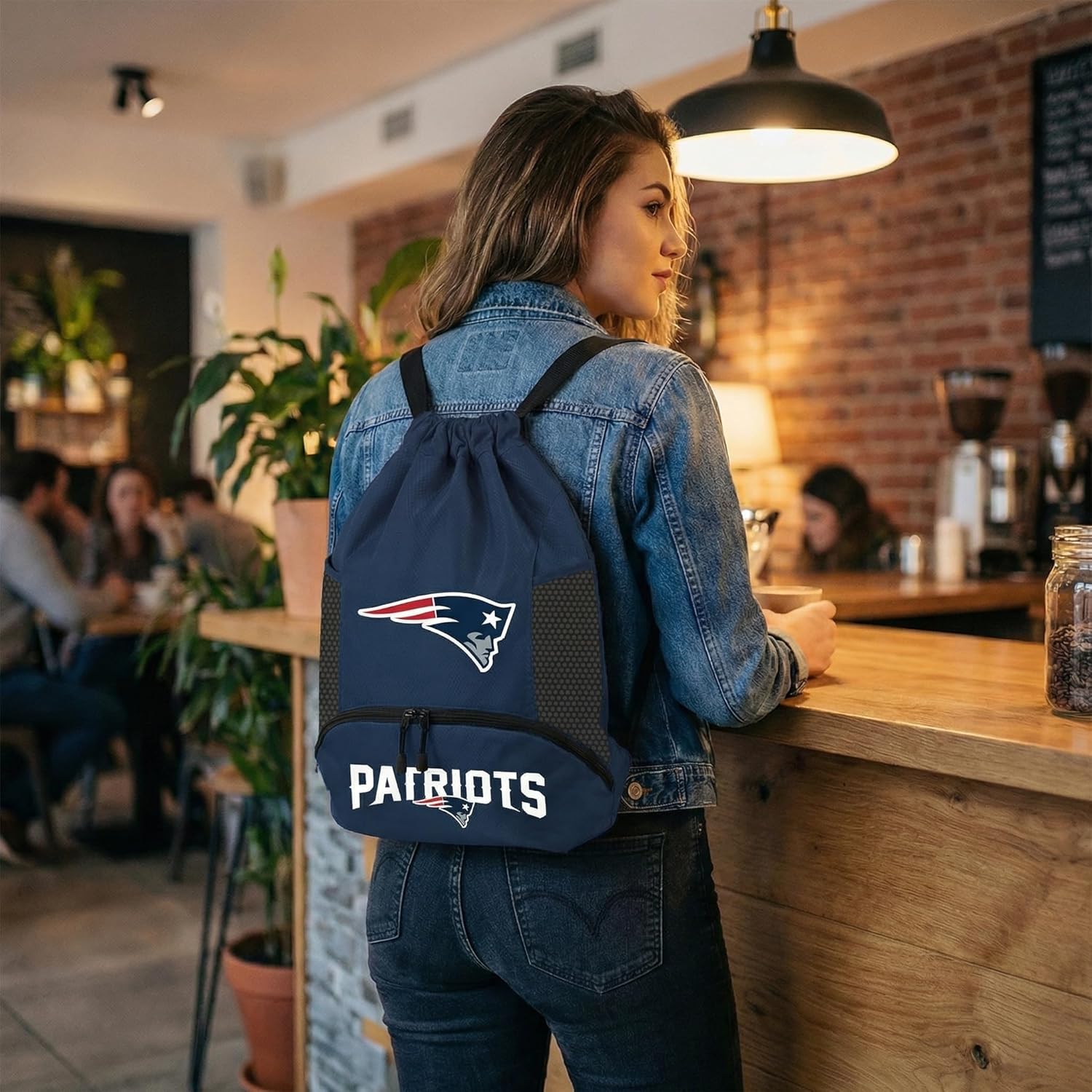 NFL New England Patriots Cinch Bag – Standard Logo Drawstring Backpack