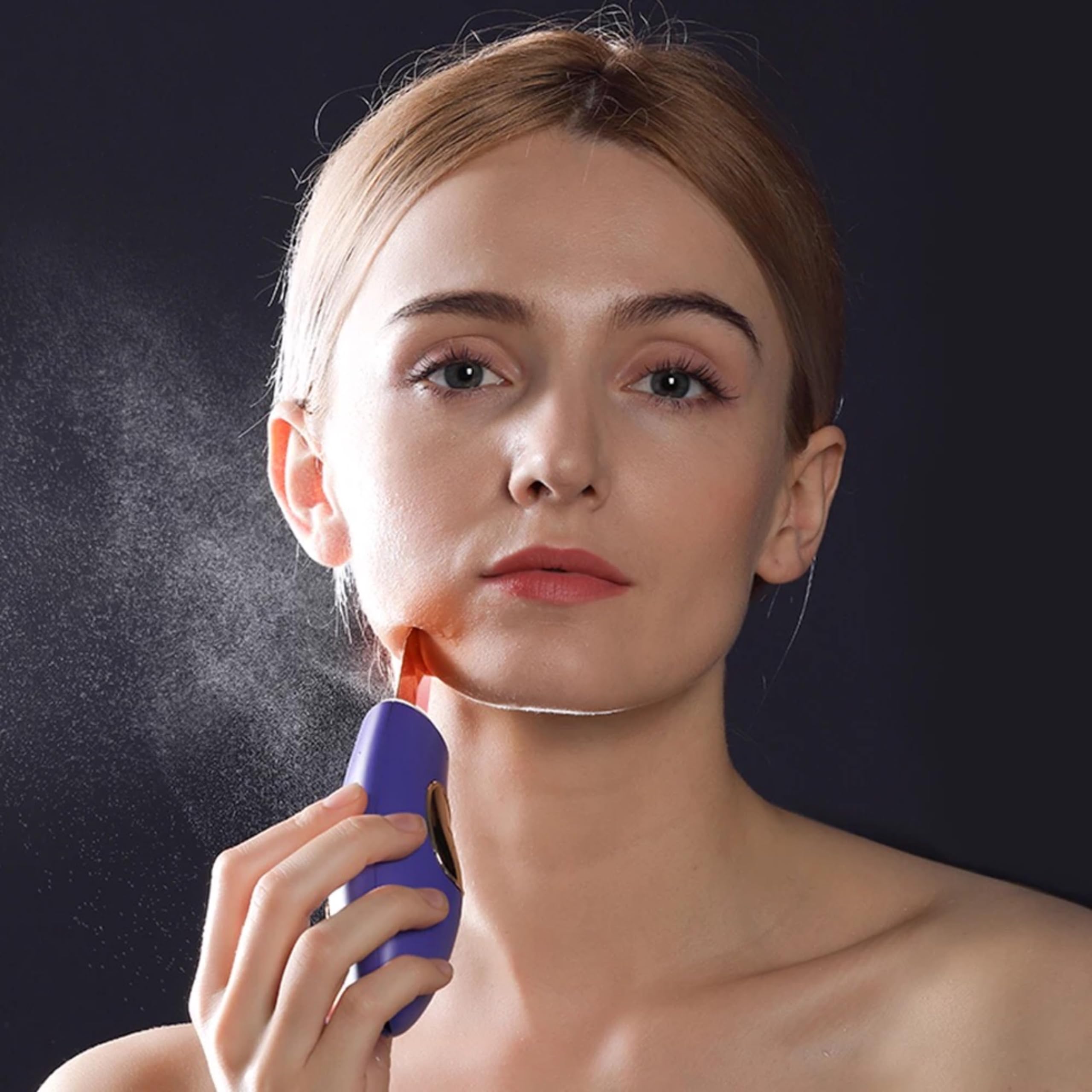 Lalano´S Cosmetics Golden Skin Scrubber - Pulitore per viso ad ultrasuoni, spatola dorata 24 K, EMS Lifting, tecnologia ionica, terapia a LED, rimozione punti neri e pulitore per pori, senza fili