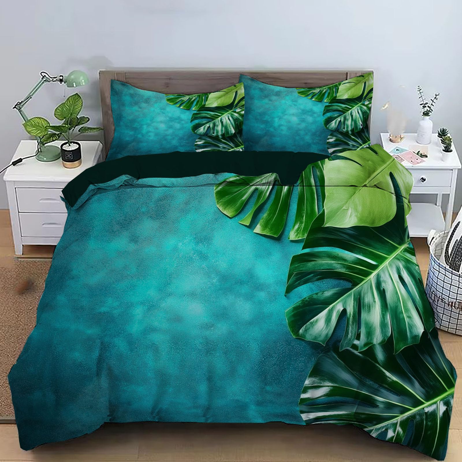 Housse de couette tropicale 200x200cm pour une chambre style évasion nature
