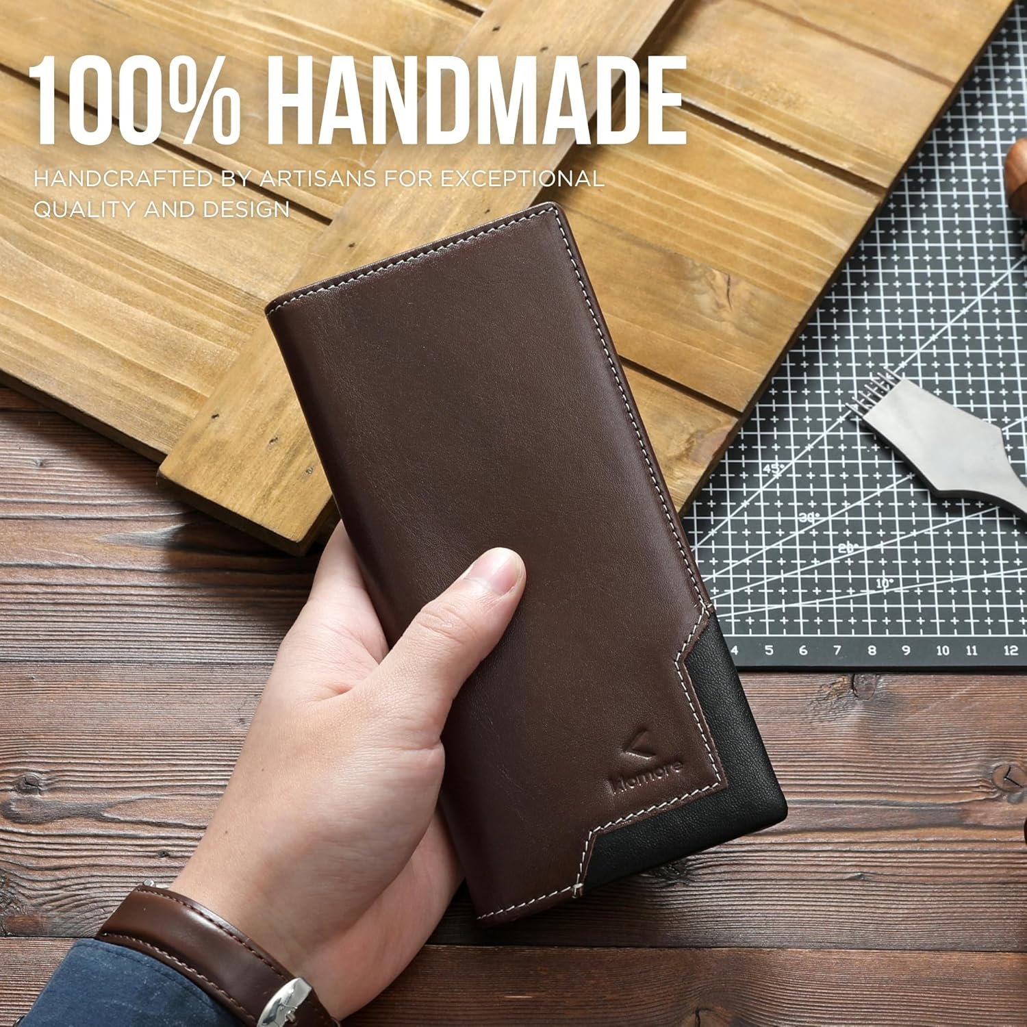Long Wallet for Men Women Leather RFID Blocking Large Checkbook Wallets Mens Bifold Wallet with Zipper Pocket - Image 5