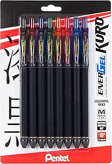EnerGel Kuro Liquid Gel Pen, (0.7mm), Medium line, Assorted Ink, Pack of 8 (BL437R1BP8M)