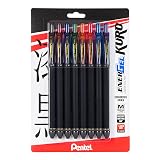 Pentel EnerGel Kuro Liquid Gel Pen, (0.7mm), Medium line, Assorted Ink, Pack of 8 (BL437R1BP8M) – view 1