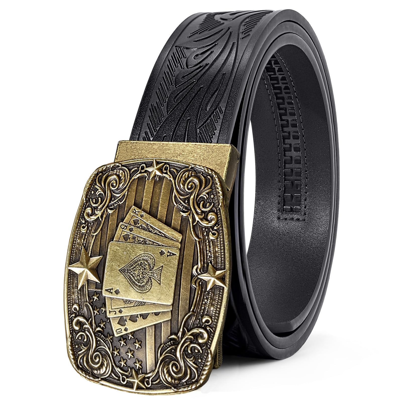 SANSTHS Ratchet Cowboy Belt, Western Ratchet Belts for Men Ratchet Western Belt with Automatic Cowboy Buckle
