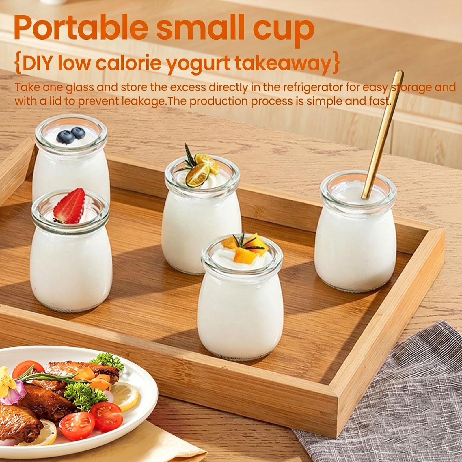 Fabricador de Yogur de 1.2L, Fabricador de Yogur Eléctrico con Pantalla LCD, Tiempo y Temperatura Ajustables, Tarro de Yogur con 5 Tazas, Fabricador de Postres Casero para Yogur Griego Casero