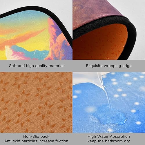 Miniatura 6 de Llama with Flower Kitchen Mat 2 Pcs Set, Low Pile Kitchen Rugs Cushioned Water Absorbent Washable Floor Mats for Kitchen Sink Laundry Room