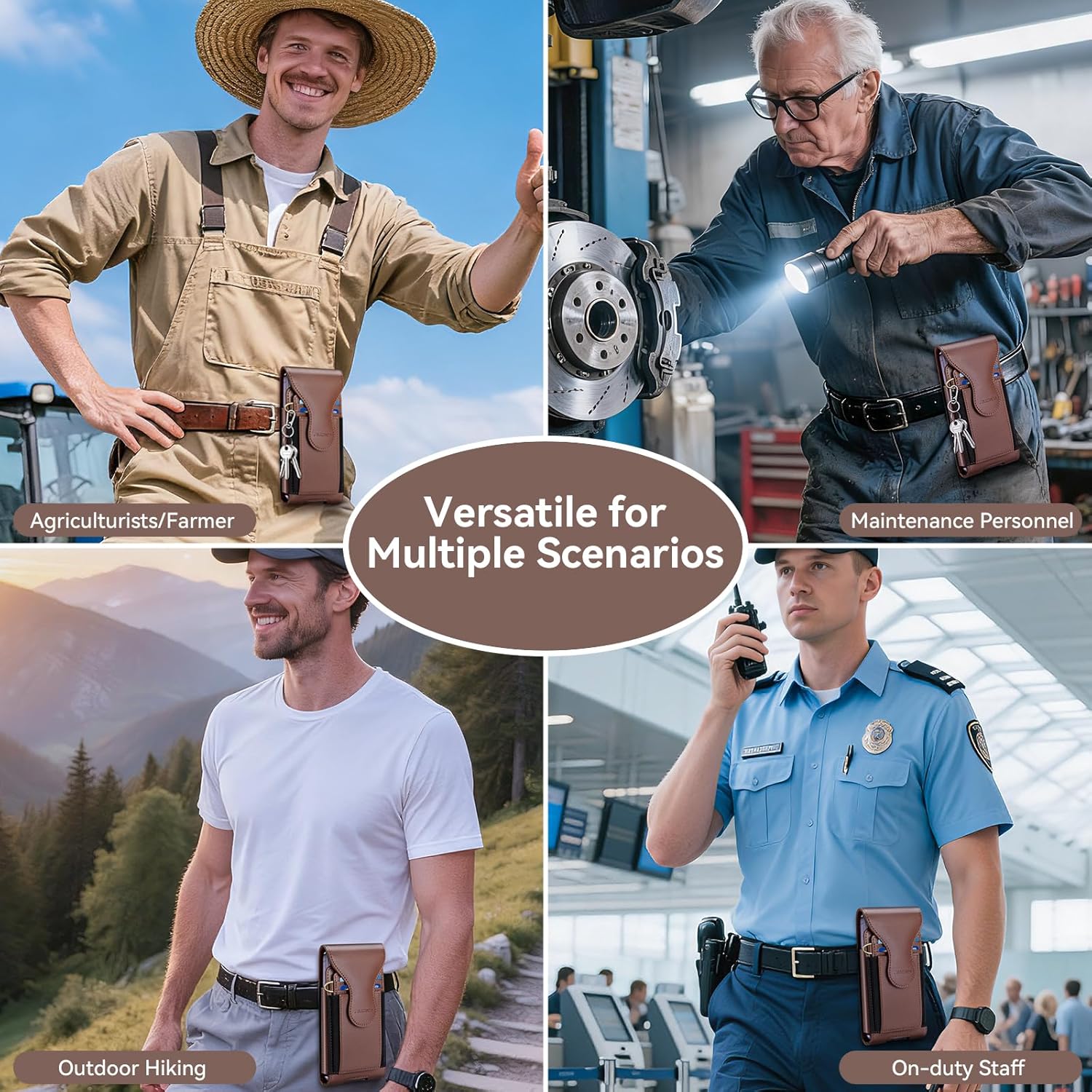 nuoku Holster for iPhone Air 17/16/15/14 /13/12/11 Pro/Max with Belt Clip and Separable Card Holder, Belt Phone Holder for Men Compatible with Samsung Galaxy Note Models(Brown) - Image 7