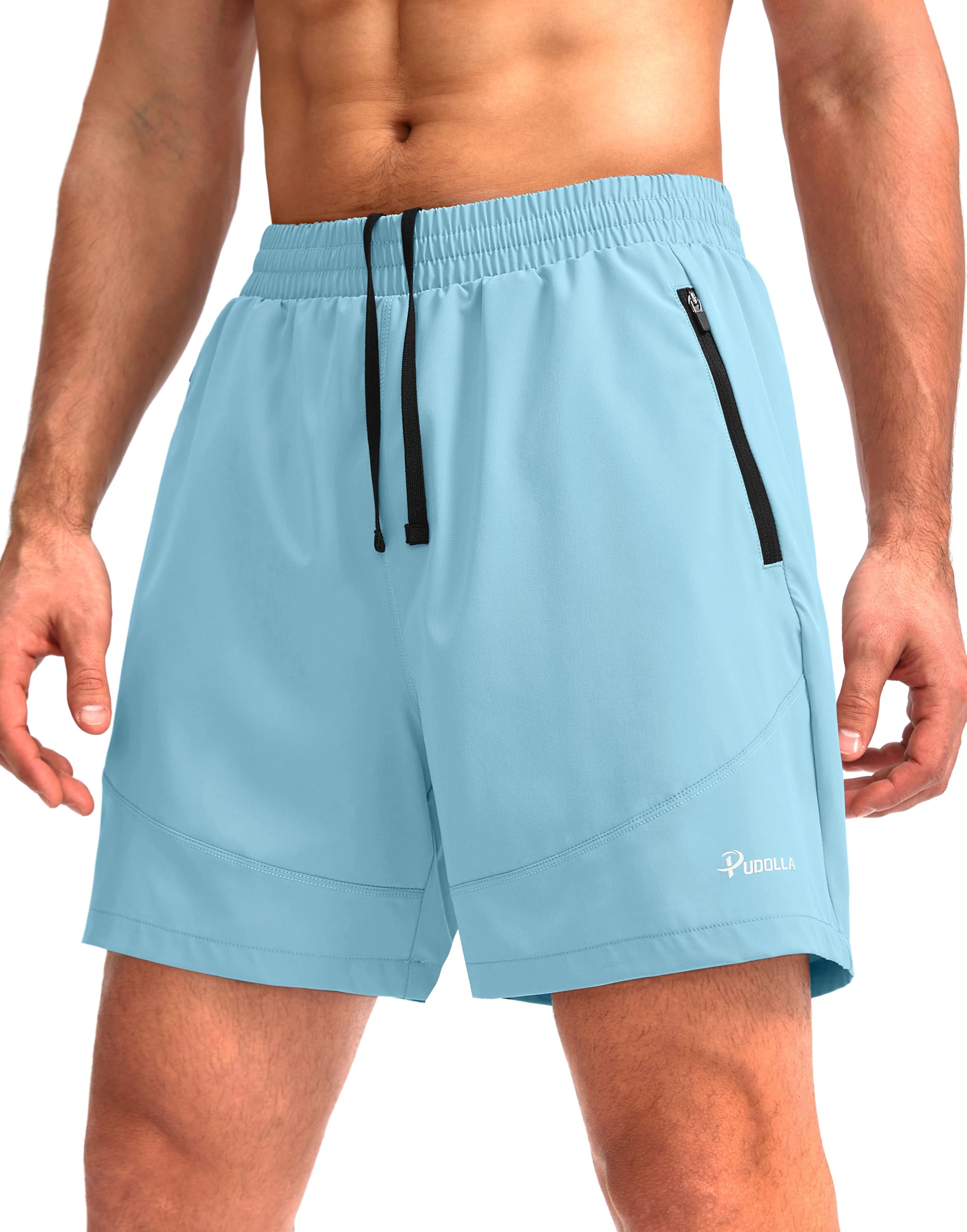 Pudolla Men's Workout Running Shorts 7"/5"/9" Lightweight Gym Athletic Shorts for Men with Zipper Pockets