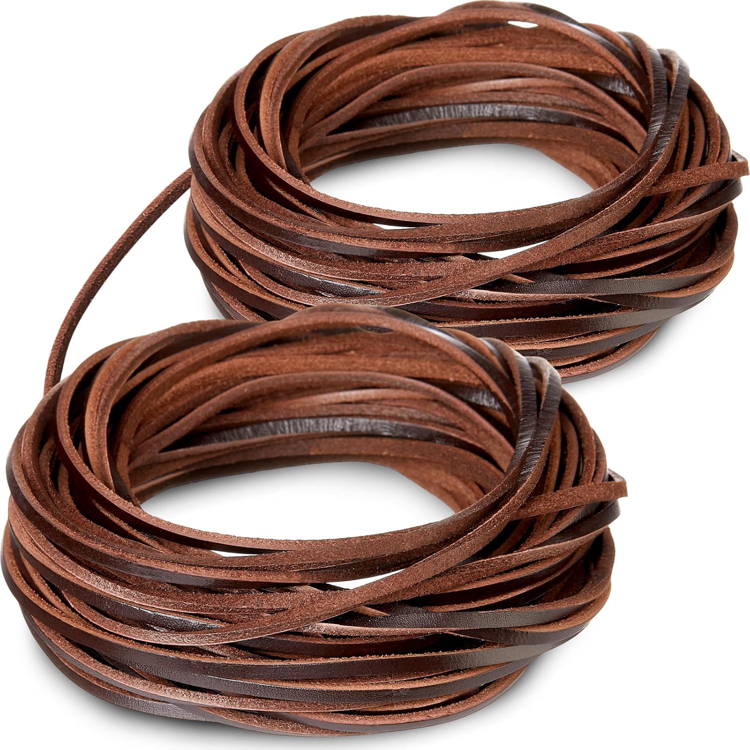 30 Yards Flat Genuine Leather Laces, 3mm Leather Strips Cord, Strip Cord Braiding String for Braided, Shoes, Jewelry Making and Craft(Coffee)